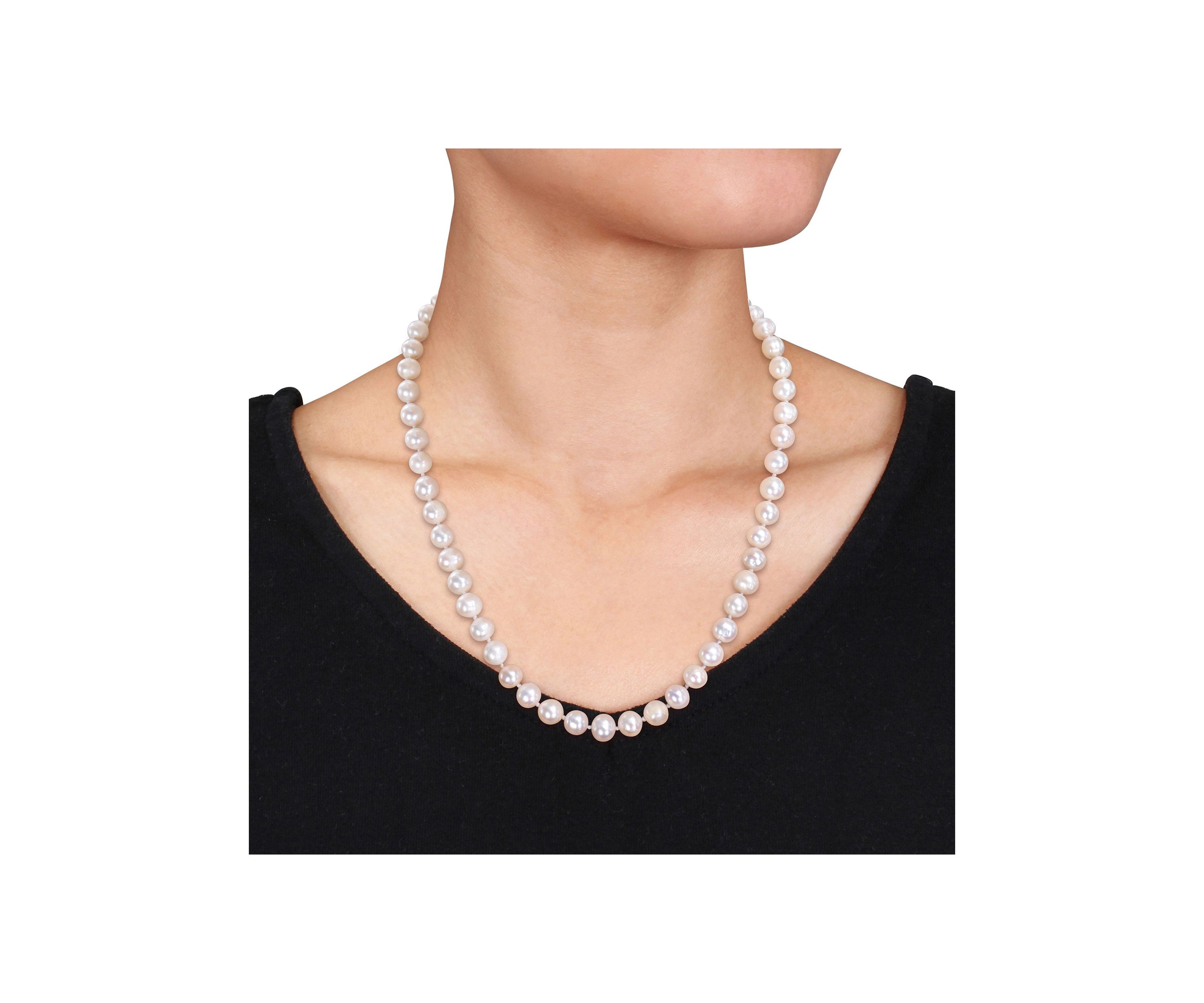 7.5-8MM Freshwater Cultured Pearl 3-Piece Set of Necklace Earrings & Bracelet in Sterling Silver
