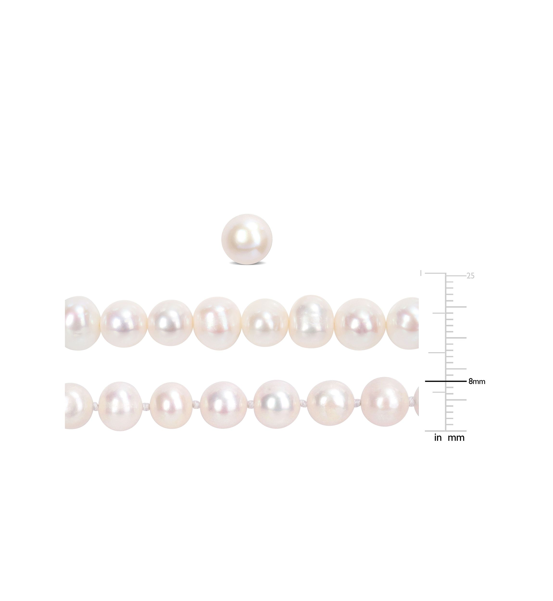 7.5-8MM Freshwater Cultured Pearl 3-Piece Set of Necklace Earrings & Bracelet in Sterling Silver