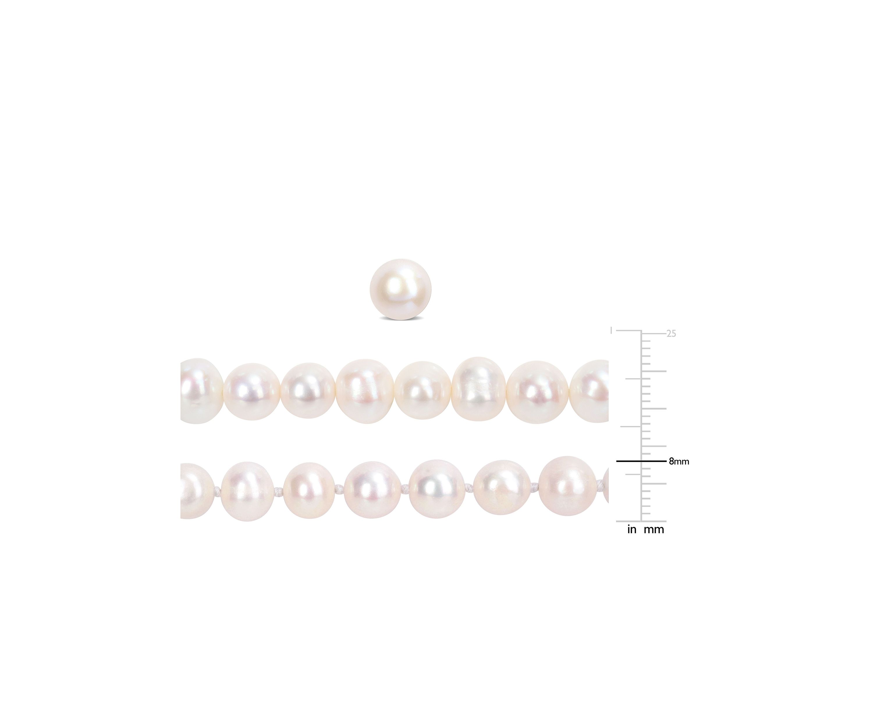 7.5-8MM Freshwater Cultured Pearl 3-Piece Set of Necklace Earrings & Bracelet in Sterling Silver