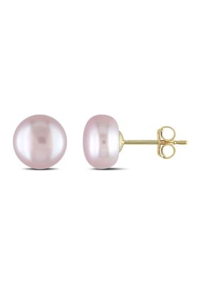 Belk & Co 7-7.5mm Pink Freshwater Cultured Pearl Stud Earrings 14k Yellow Gold