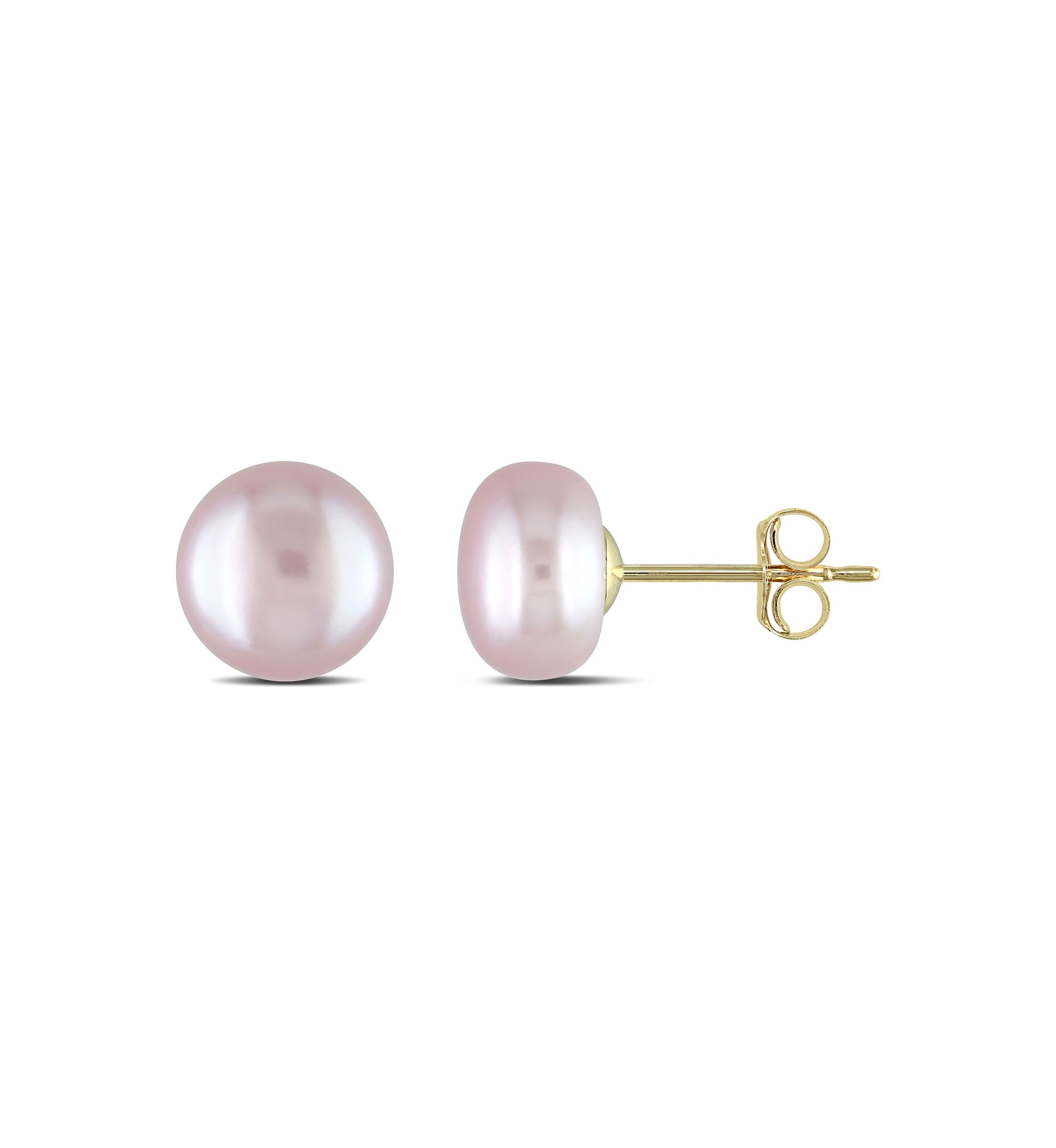 7-7.5mm Pink Freshwater Cultured Pearl Stud Earrings 14k Yellow Gold