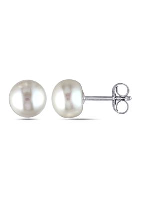 Belk & Co Cultured Freshwater Pearl Stud Earrings in 14k White Gold