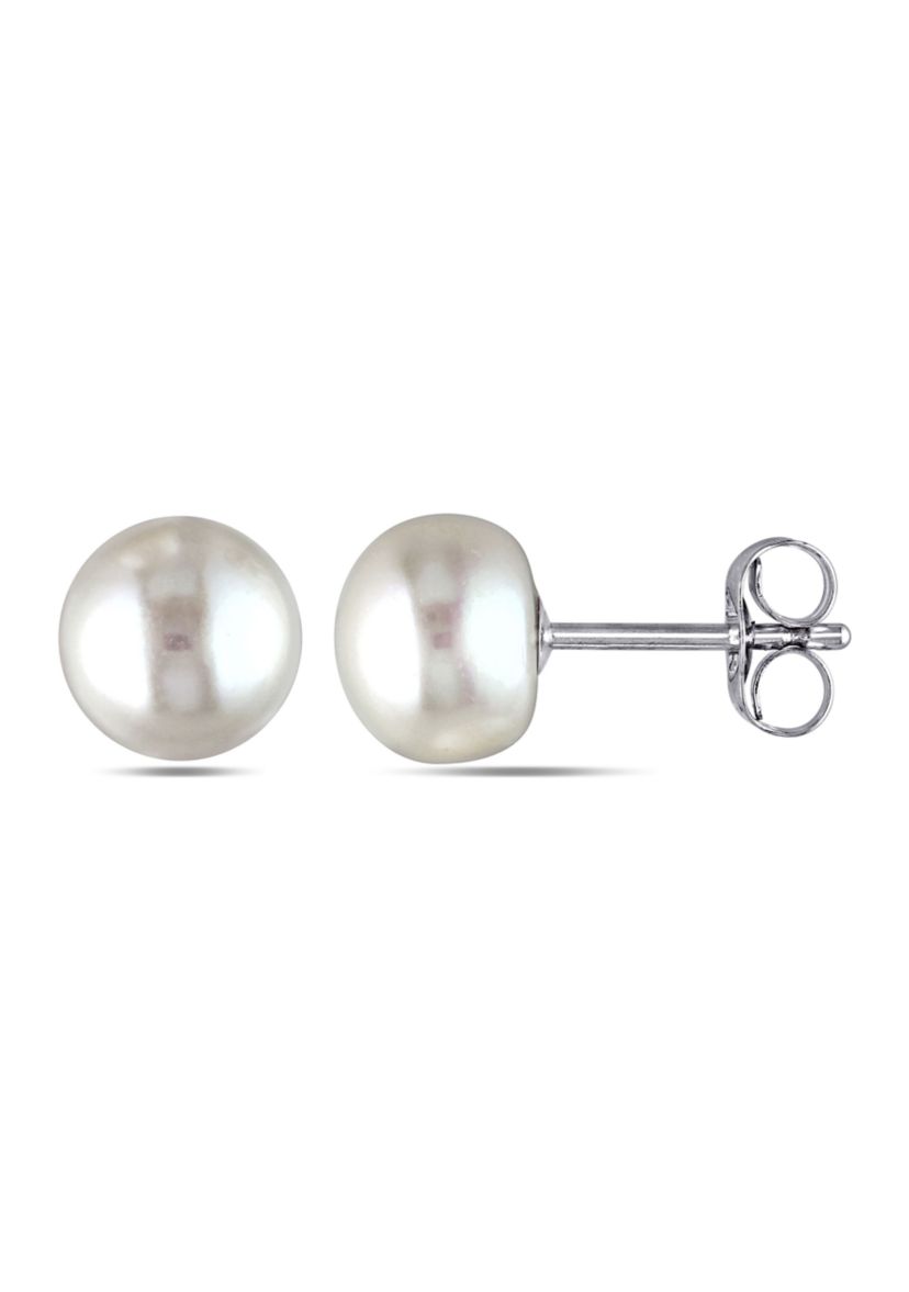 Cultured Freshwater Pearl Stud Earrings in 14k White Gold