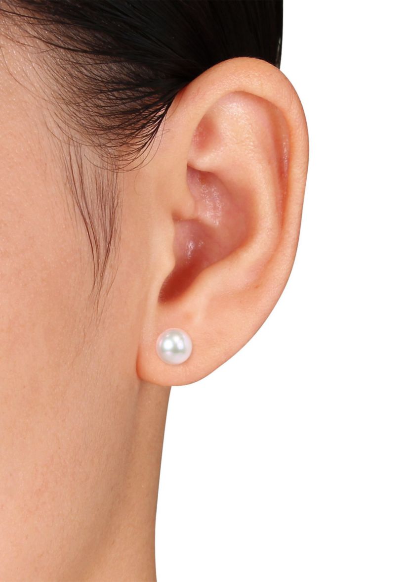 Cultured Freshwater Pearl Stud Earrings in 14k White Gold