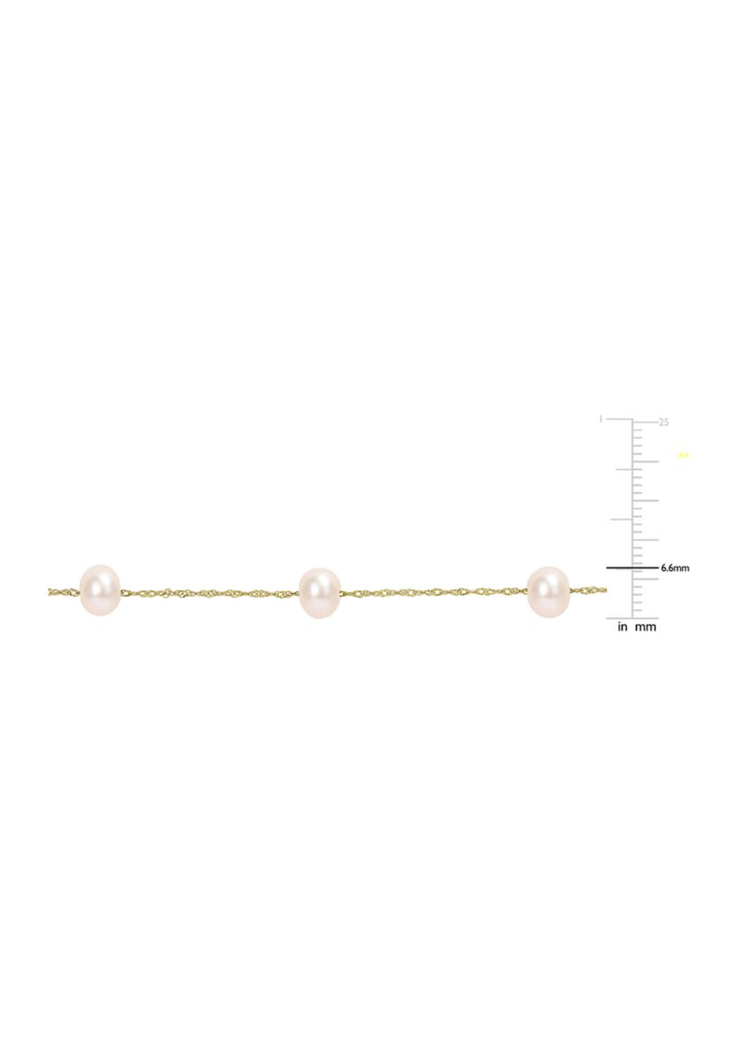 14KY 17.5" 5-6mm FW Pearl "Tin-Cup"-Style Necklace on Rope 6R Chain