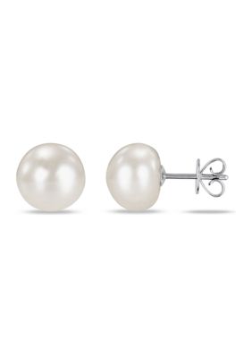 Belk & Co 9-10mm Cultured Freshwater Pearl Stud Earrings in 14k White Gold