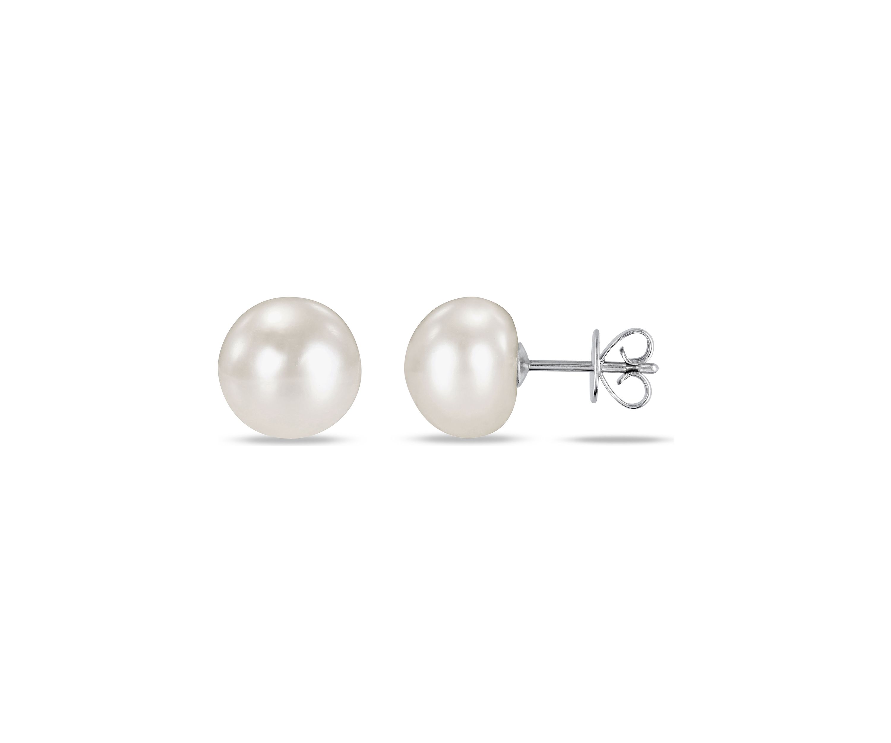 9-10mm Cultured Freshwater Pearl Stud Earrings in 14k White Gold