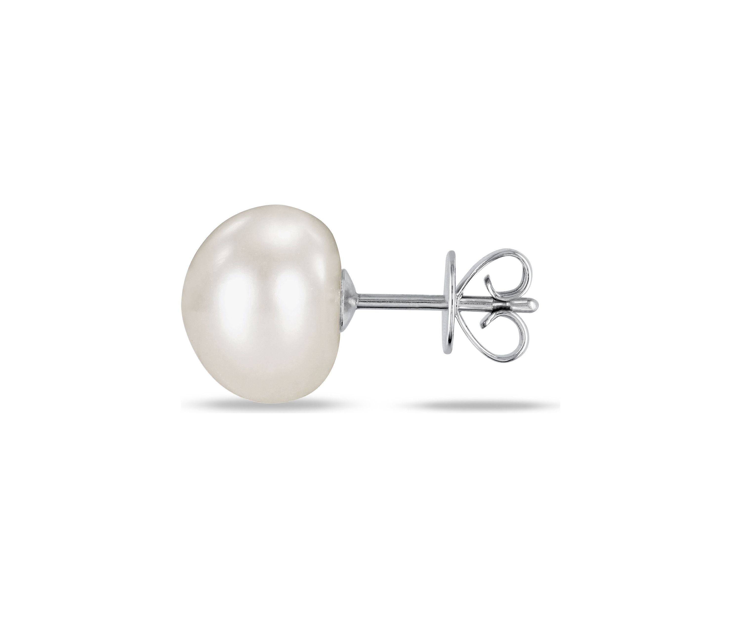 9-10mm Cultured Freshwater Pearl Stud Earrings in 14k White Gold