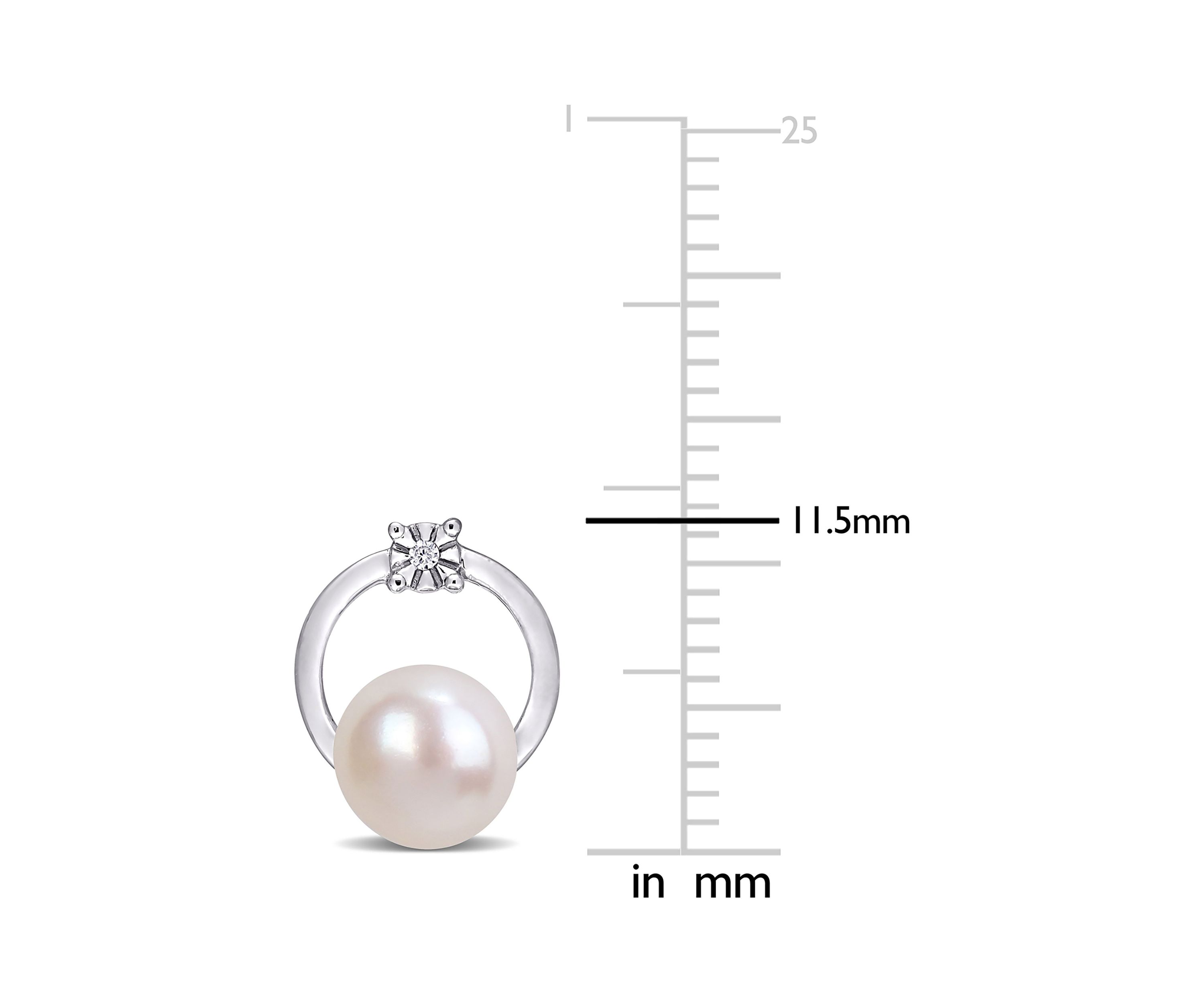 Cultured Freshwater Pearl and Diamond Circle Earrings in 10k White Gold
