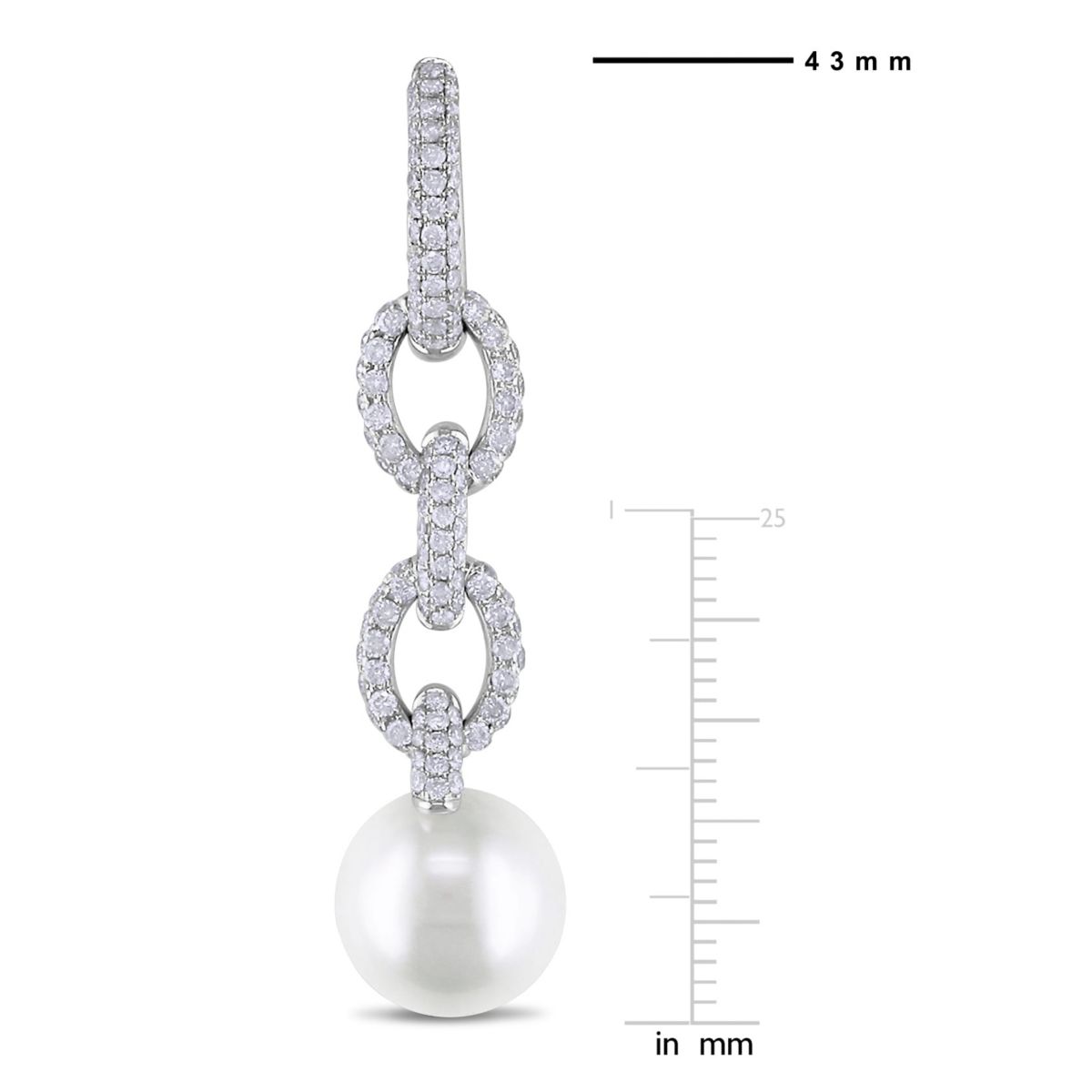 10-10.5MM South Sea Cultured Pearl and 1.76 CT TW Diamond Earrings in 14K White Gold