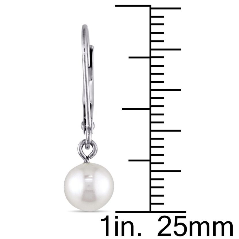 Freshwater Cultured Pearl Leverback Earrings in 10k White Gold