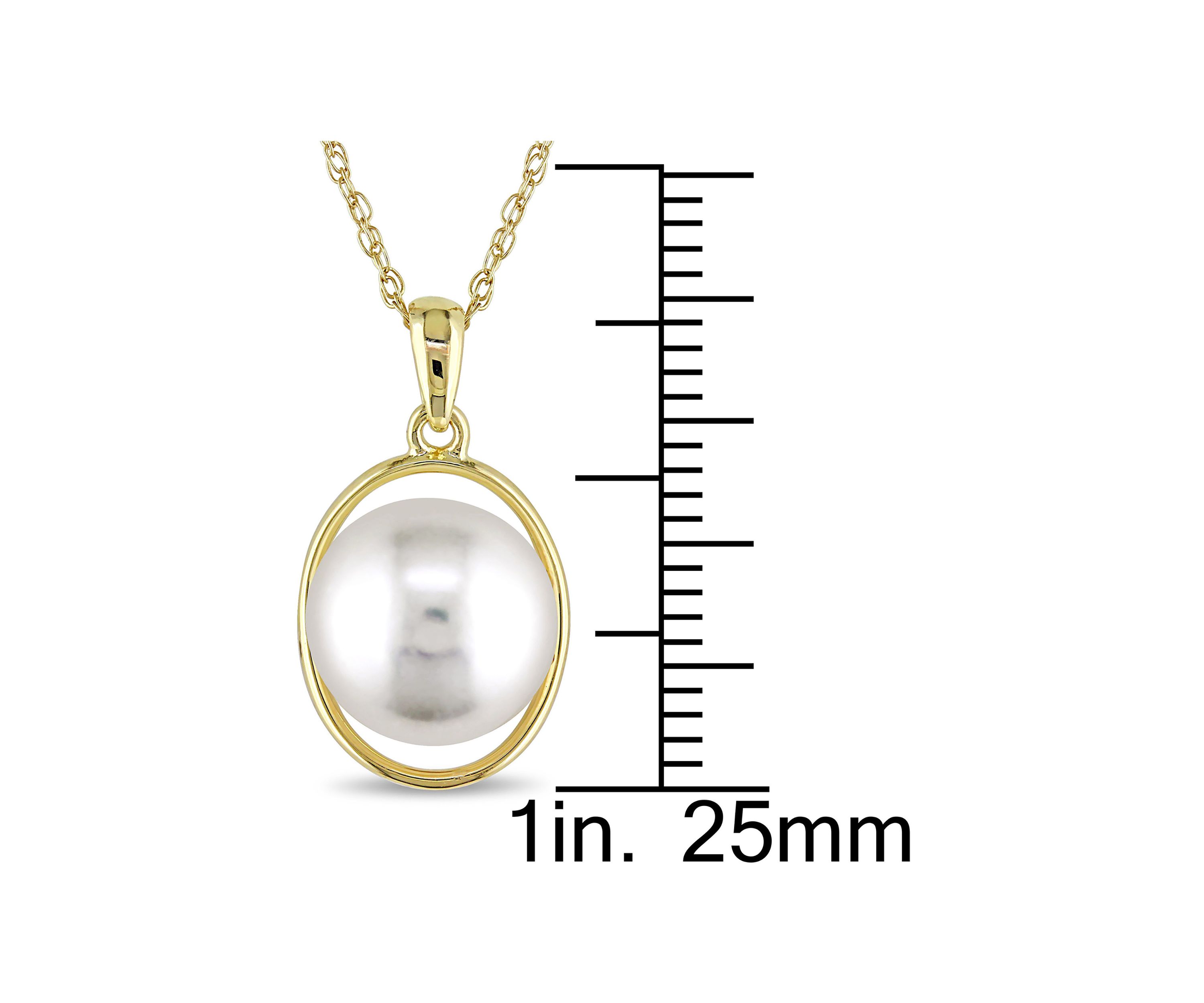 9.5-10mm Cultured Freshwater Pearl Oval Pendant With Chain in 10k Yellow Gold