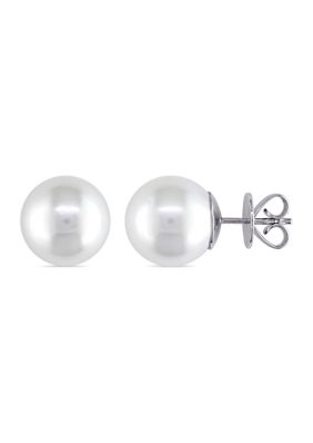 Belk & Co 12.5-13mm White South Sea Pearl Stud Earrings in 14k White Gold