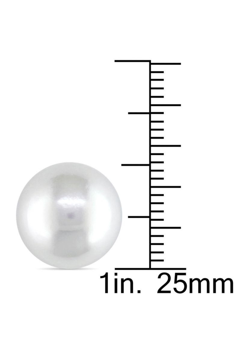 12.5-13mm White South Sea Pearl Stud Earrings in 14k White Gold