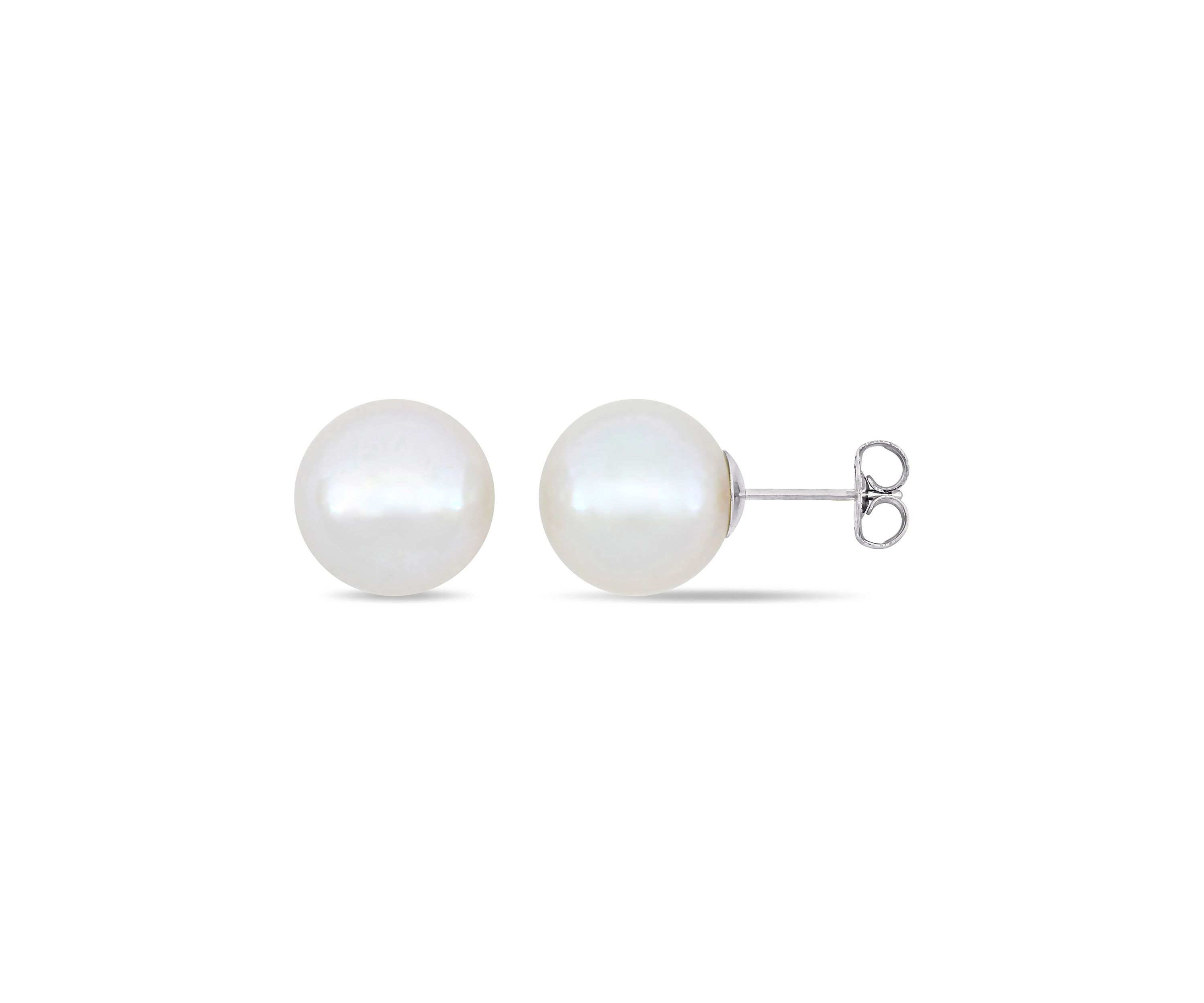 11-12mm Cultured Freshwater Pearl Stud Earrings in 14k White Gold
