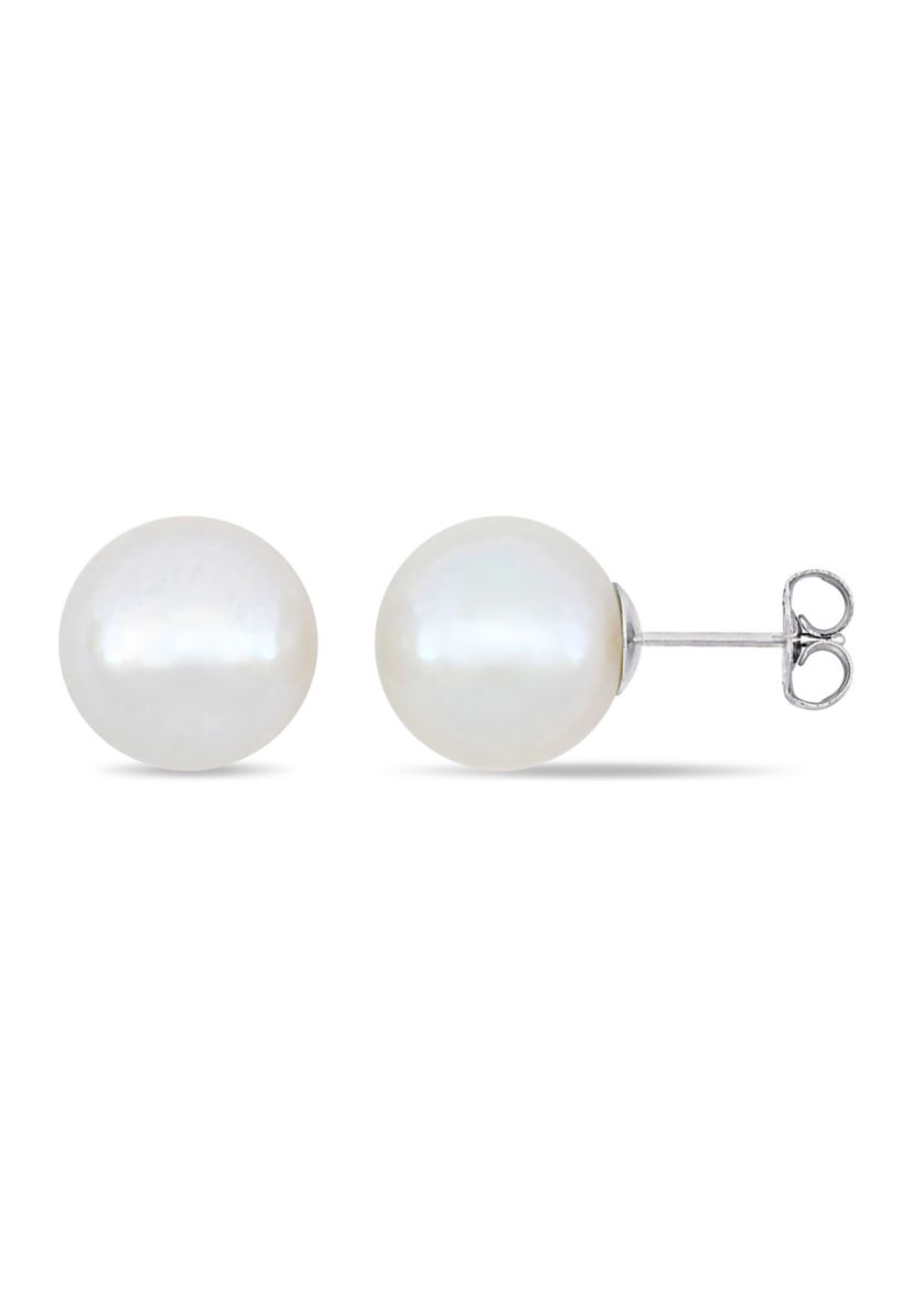 11-12mm Cultured Freshwater Pearl Stud Earrings in 14k White Gold