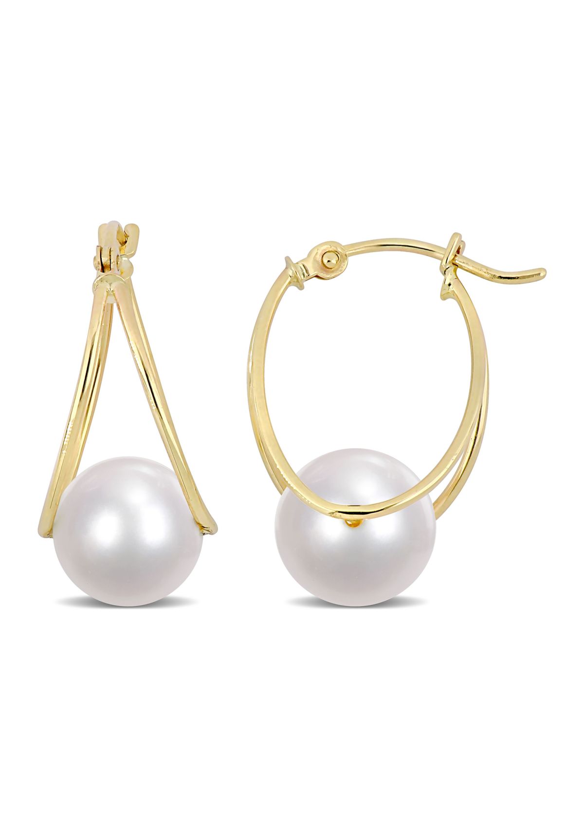 8-8.5mm Freshwater Cultured Pearl Earrings in 14k Yellow Gold