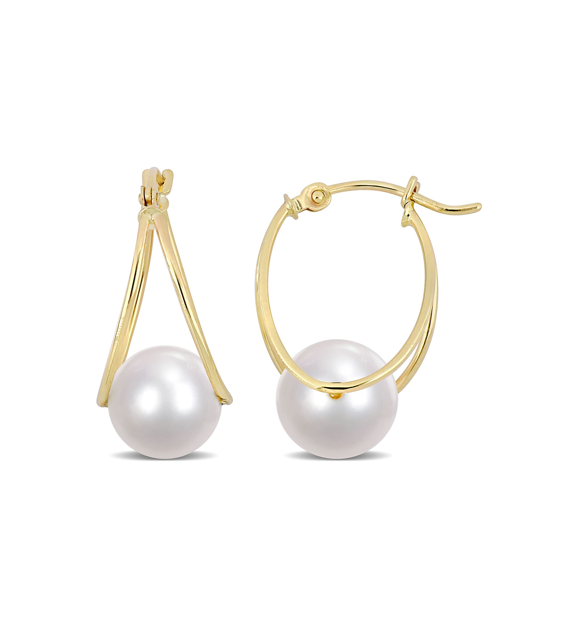8-8.5mm Freshwater Cultured Pearl Earrings in 14k Yellow Gold