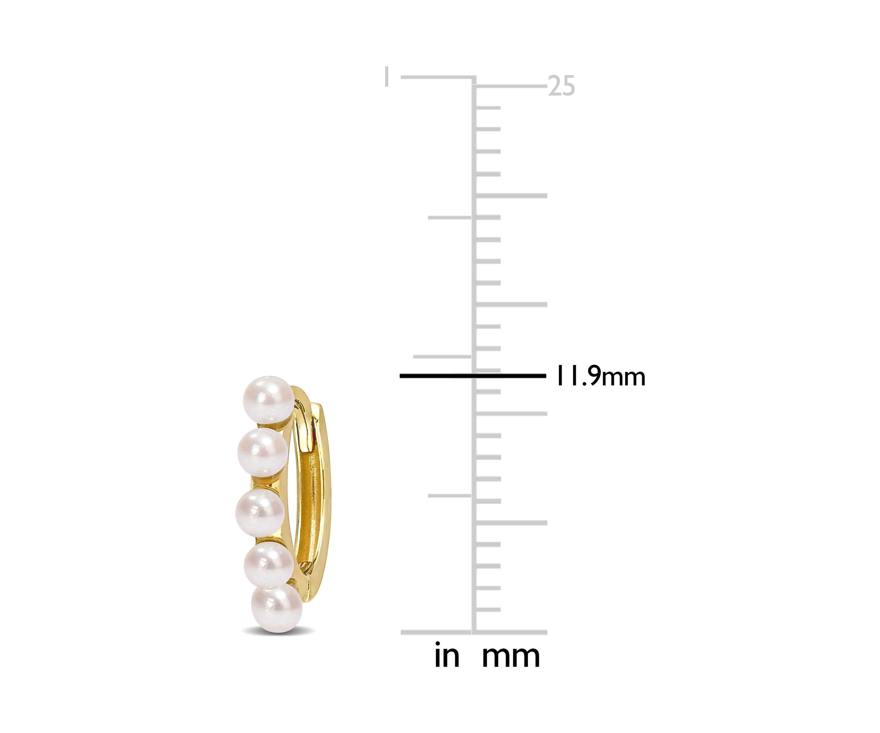 2-2.5mm Cultured Freshwater Pearl Hoop Earring in 10k Yellow Gold