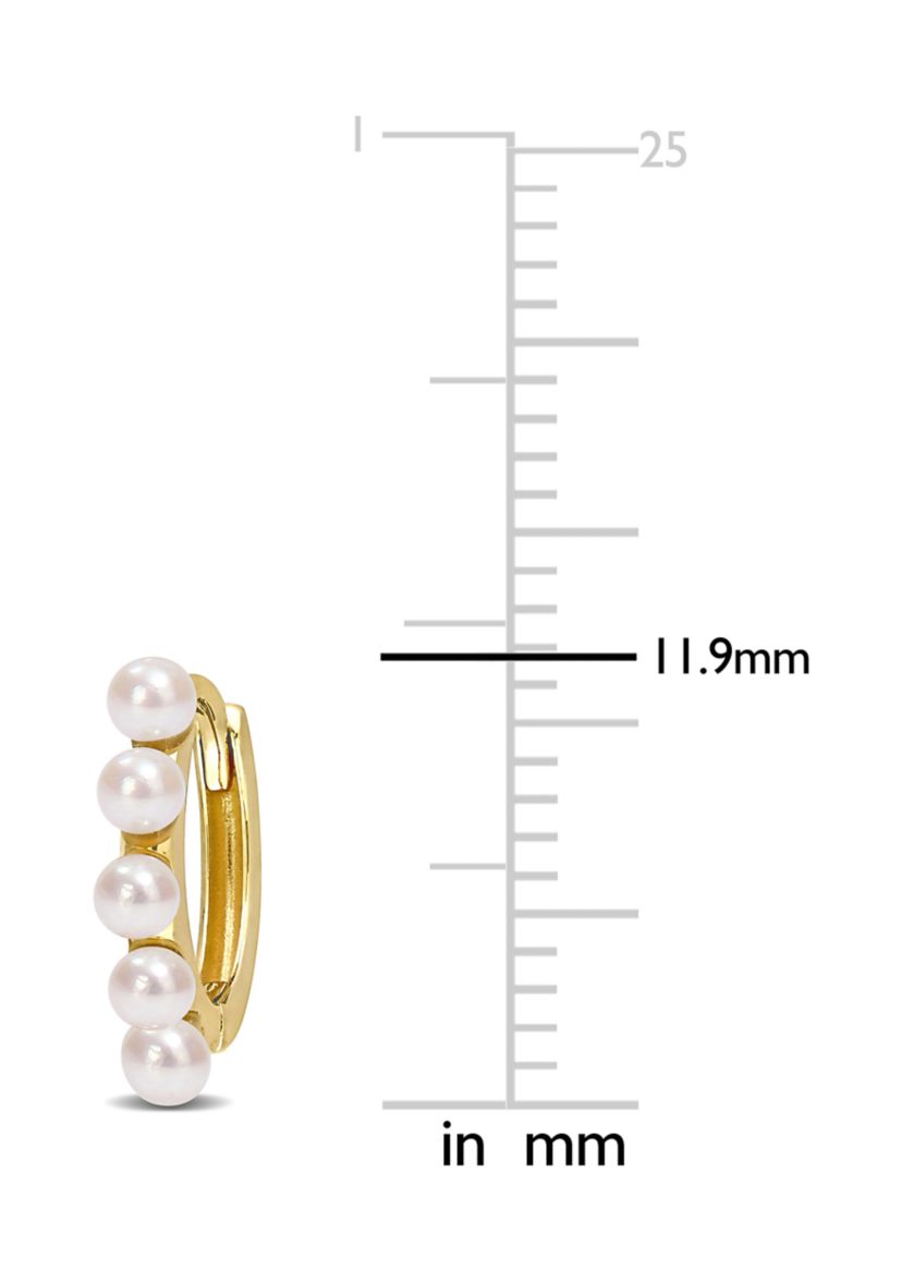 2-2.5mm Cultured Freshwater Pearl Hoop Earring in 10k Yellow Gold