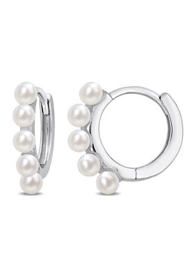 Belk & Co 2-2.5mm Cultured Freshwater Pearl Mini Hoop Earrings in 10k White Gold