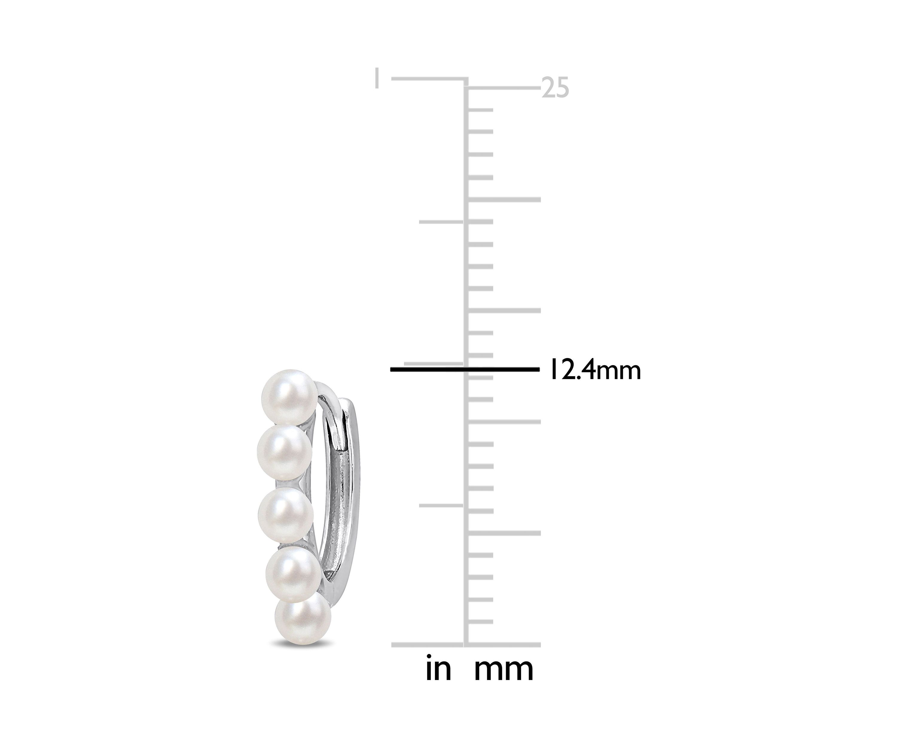 2-2.5mm Cultured Freshwater Pearl Mini Hoop Earrings in 10k White Gold