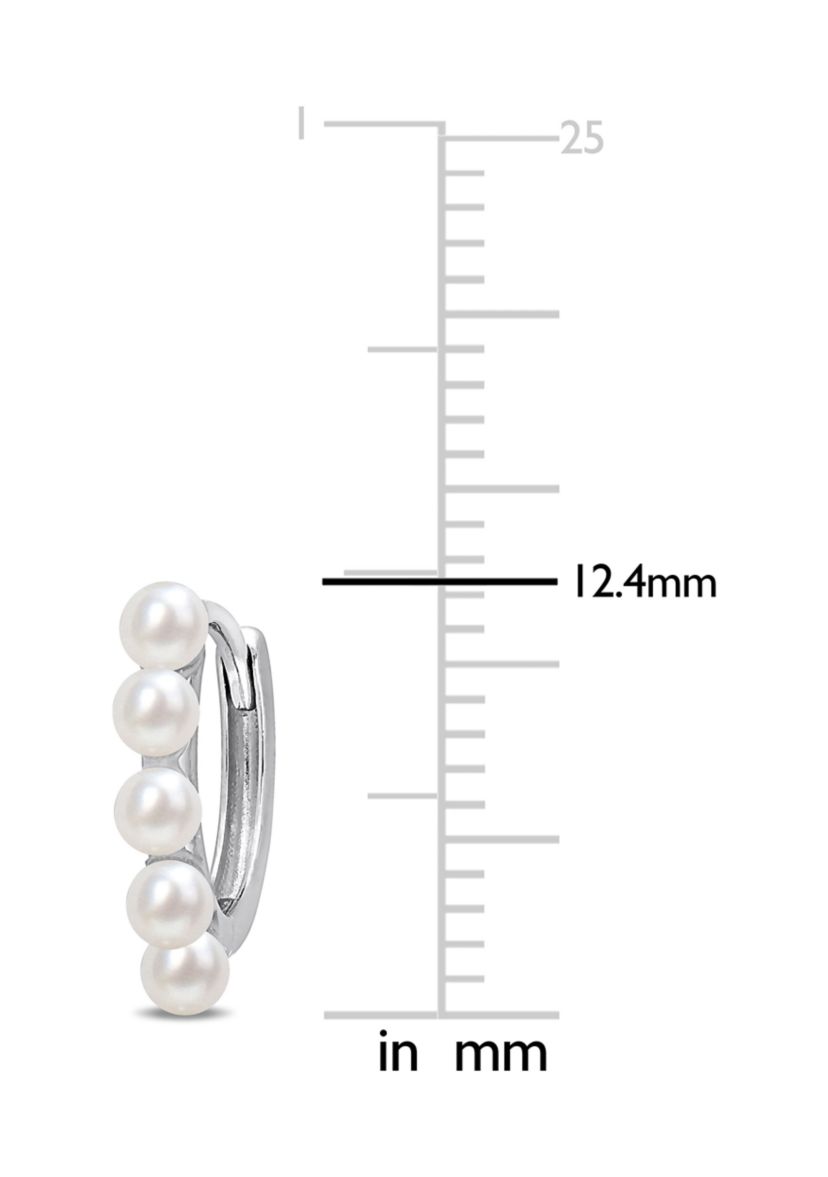 2-2.5mm Cultured Freshwater Pearl Mini Hoop Earrings in 10k White Gold