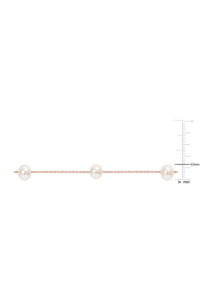 5.5-6mm Freshwater Cultured Pearl Tin-Cup Necklace in 10k Rose Gold