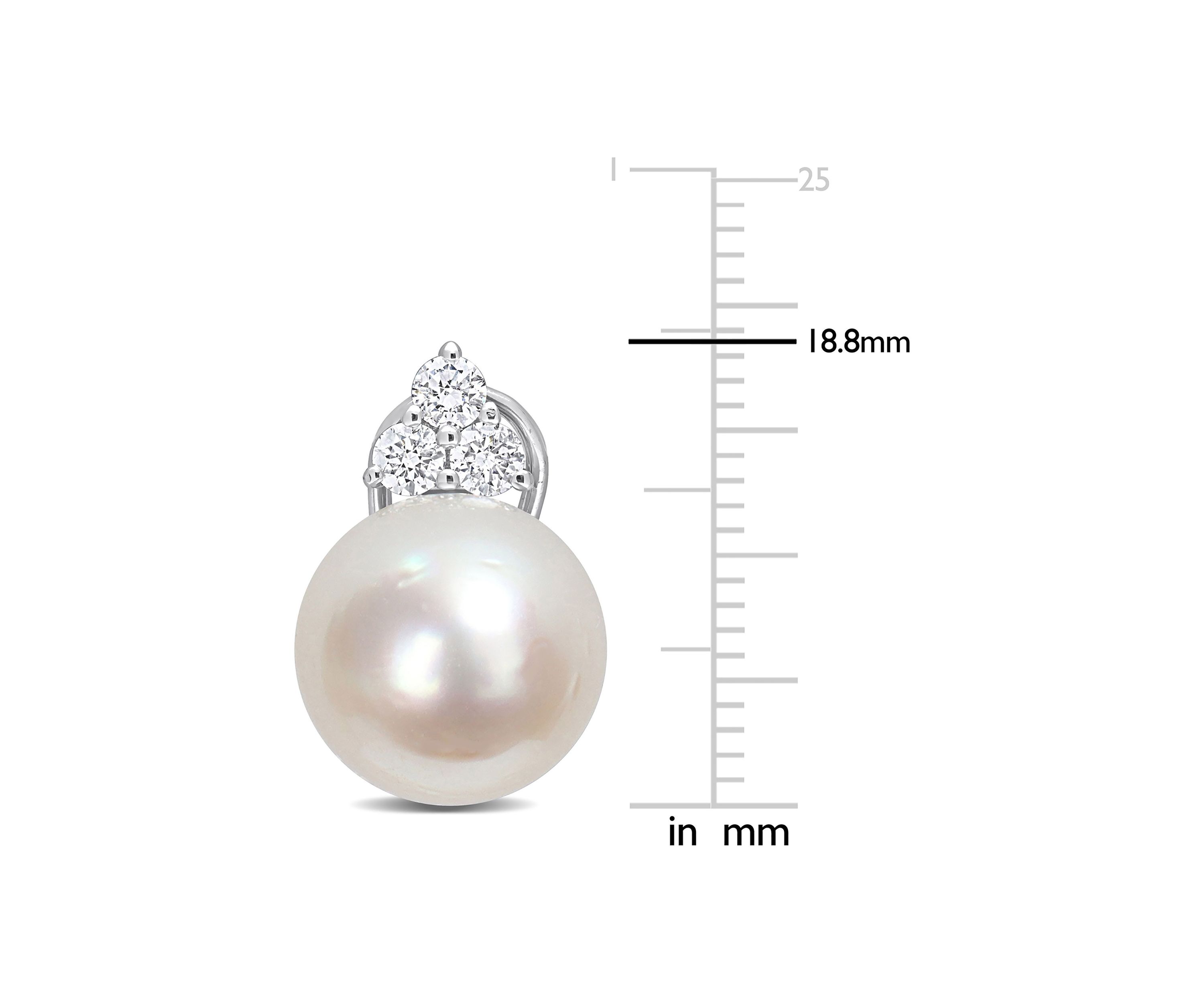 12-12.5mm South Sea Cultured Pearl and 5/8 CT TW Diamond Clip-Back Earrings in 14k White Gold