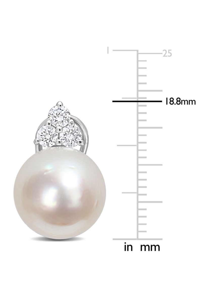 12-12.5mm South Sea Cultured Pearl and 5/8 CT TW Diamond Clip-Back Earrings in 14k White Gold