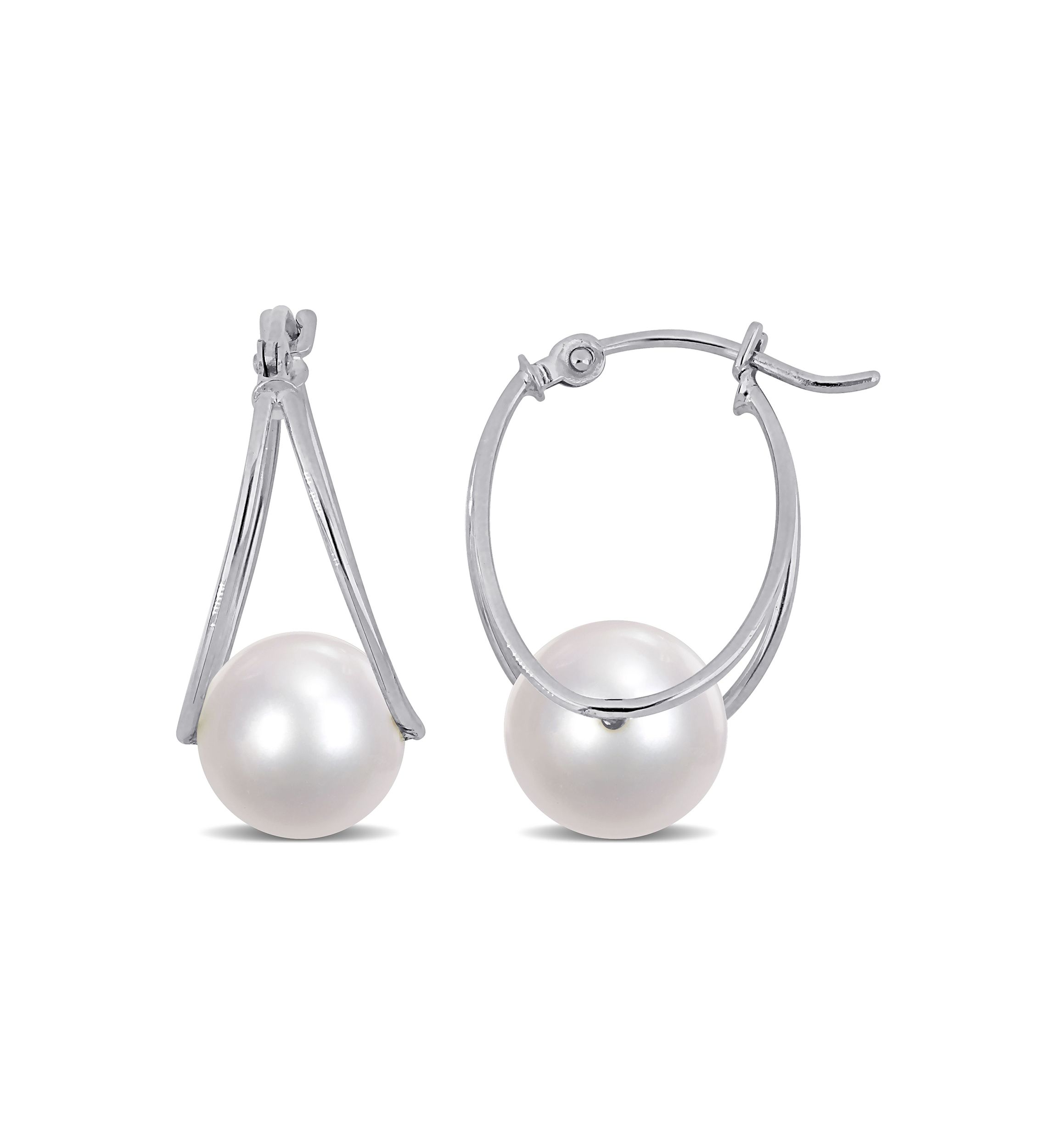 8-8.5mm Cultured Freshwater Pearl Drop Earrings in 10k White Gold