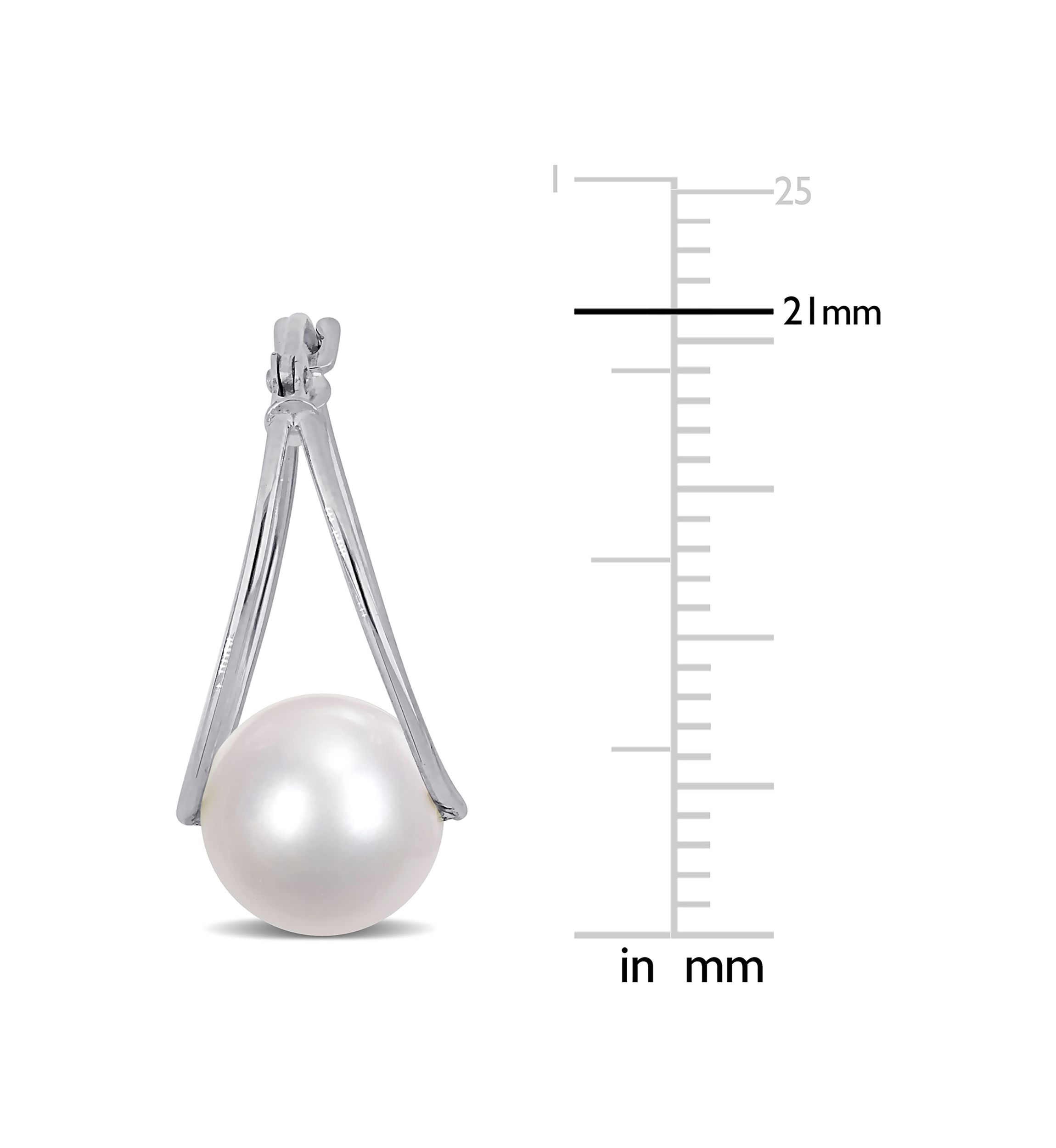 8-8.5mm Cultured Freshwater Pearl Drop Earrings in 10k White Gold