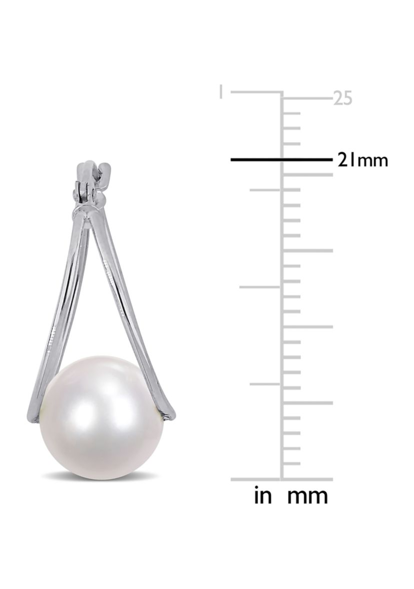 8-8.5mm Cultured Freshwater Pearl Drop Earrings in 10k White Gold