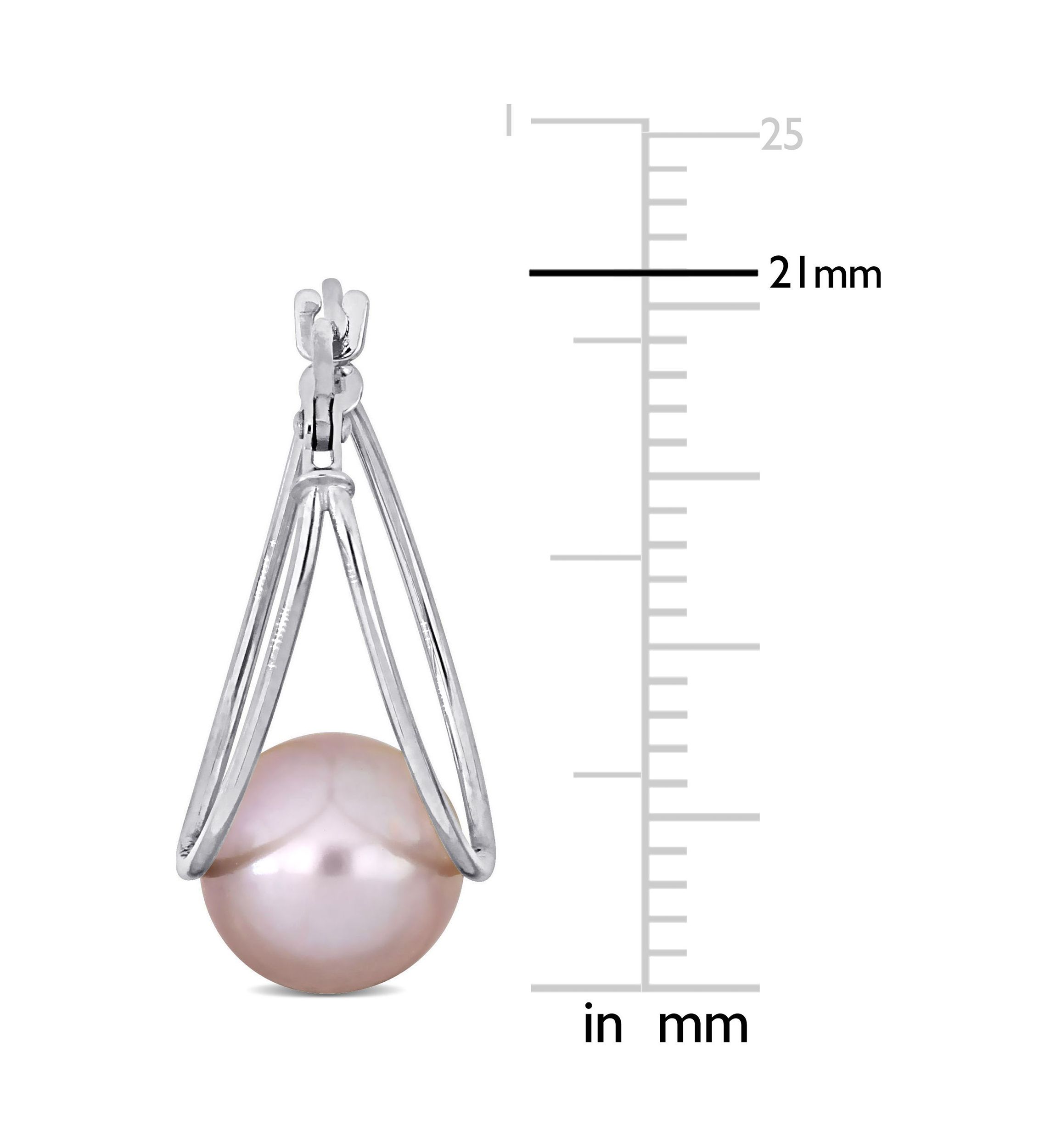 8-8.5mm Pink Cultured Freshwater Pearl Drop Earrings in 10k White Gold