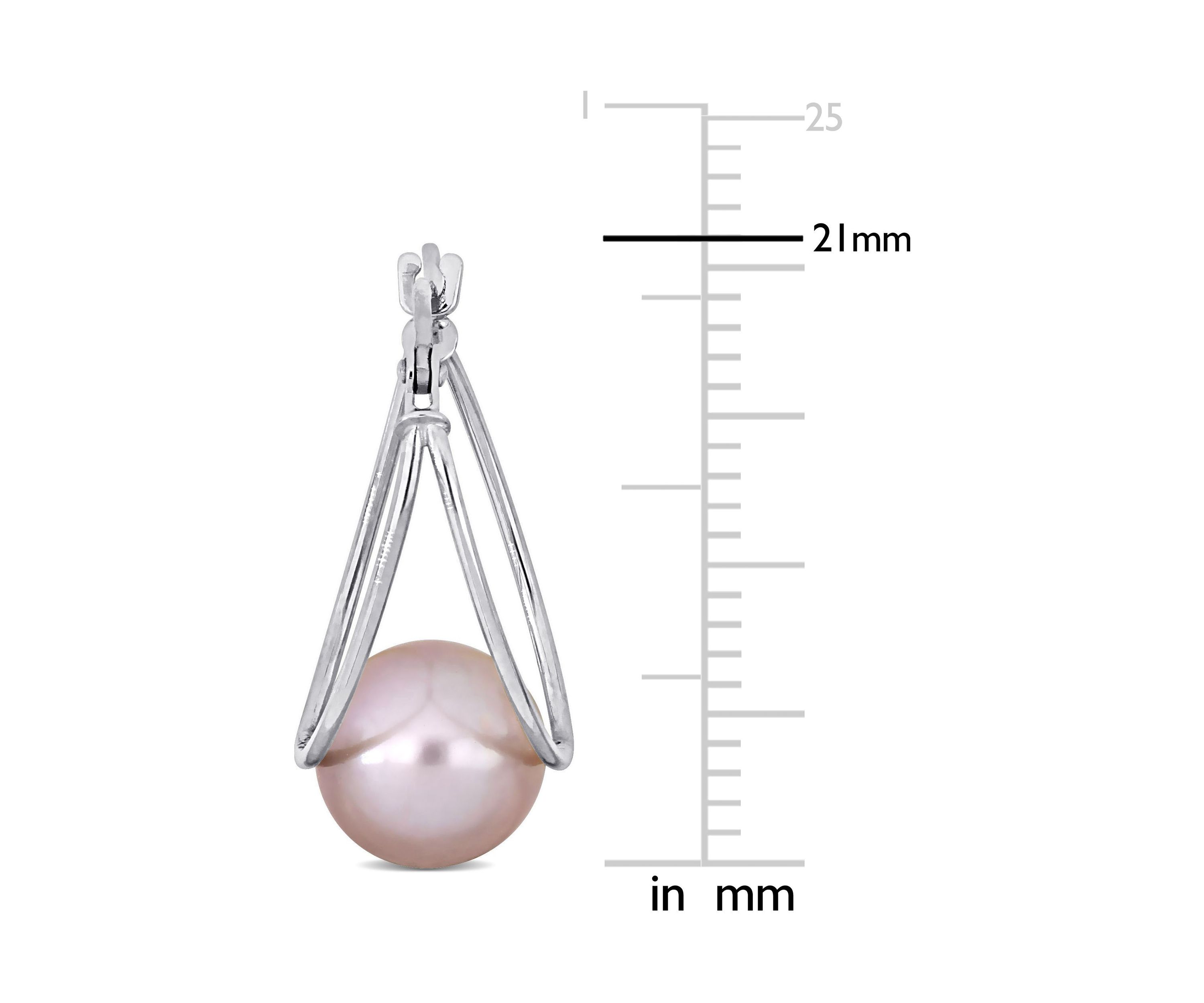 8-8.5mm Pink Cultured Freshwater Pearl Drop Earrings in 10k White Gold