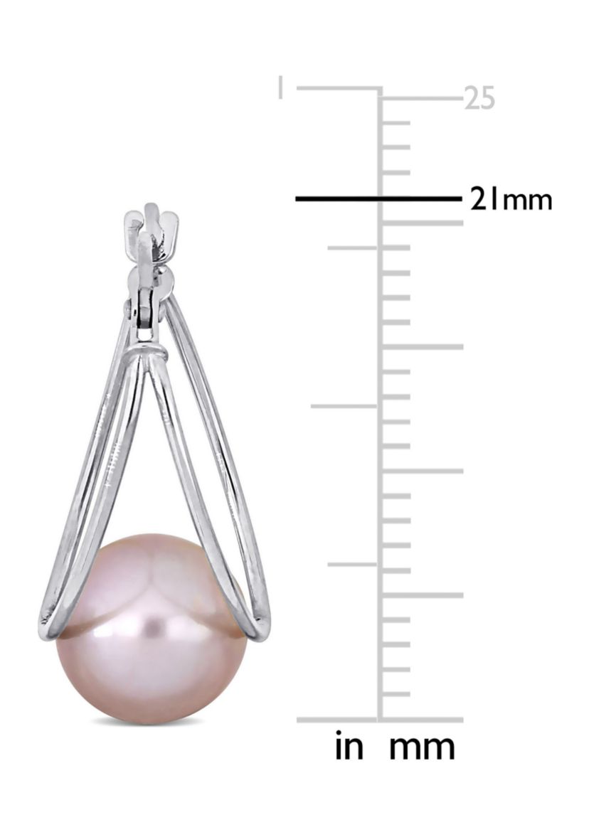 8-8.5mm Pink Cultured Freshwater Pearl Drop Earrings in 10k White Gold