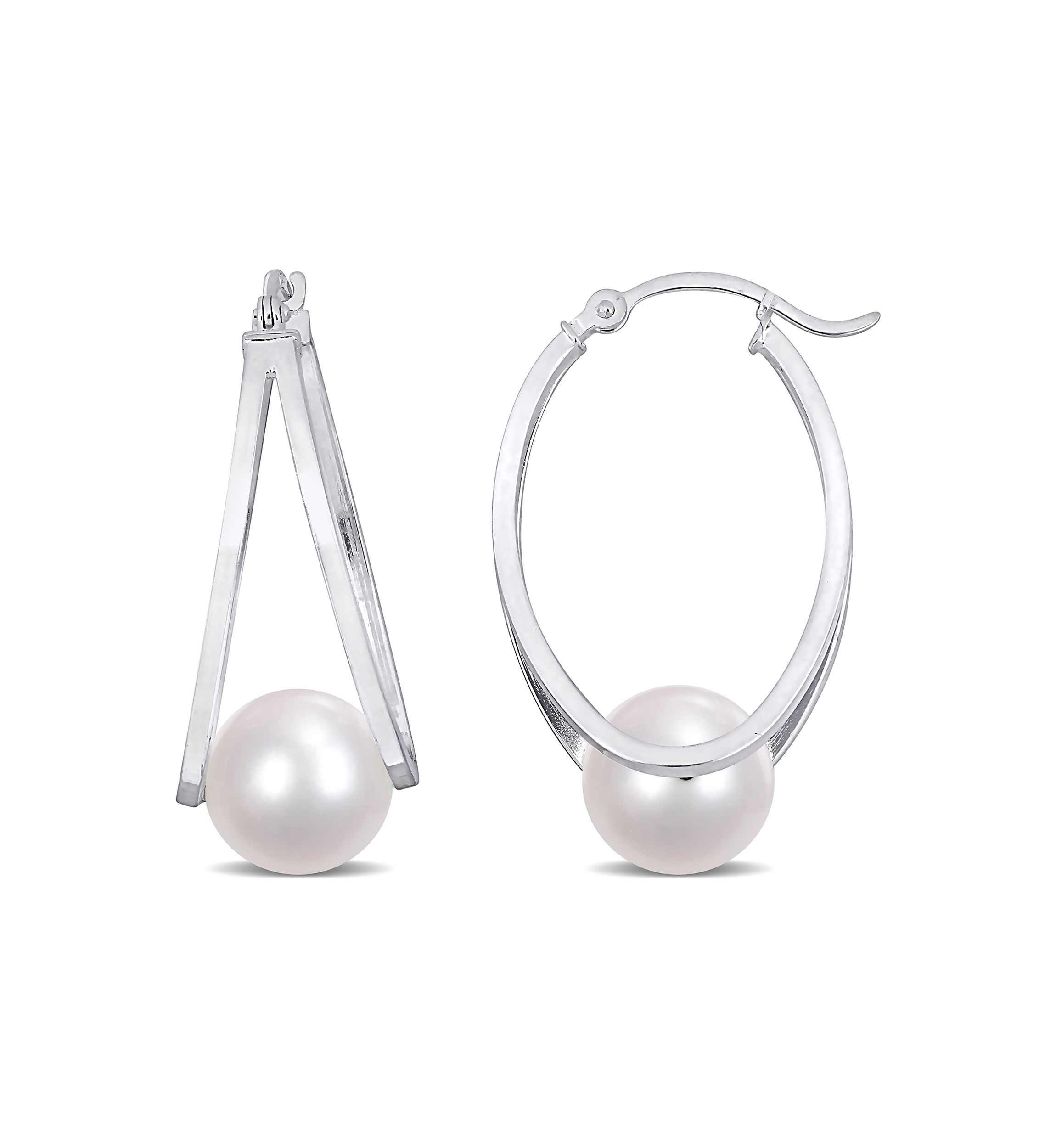 8 - 8.5 mm Freshwater Cultured Pearl Earrings in Sterling Silver