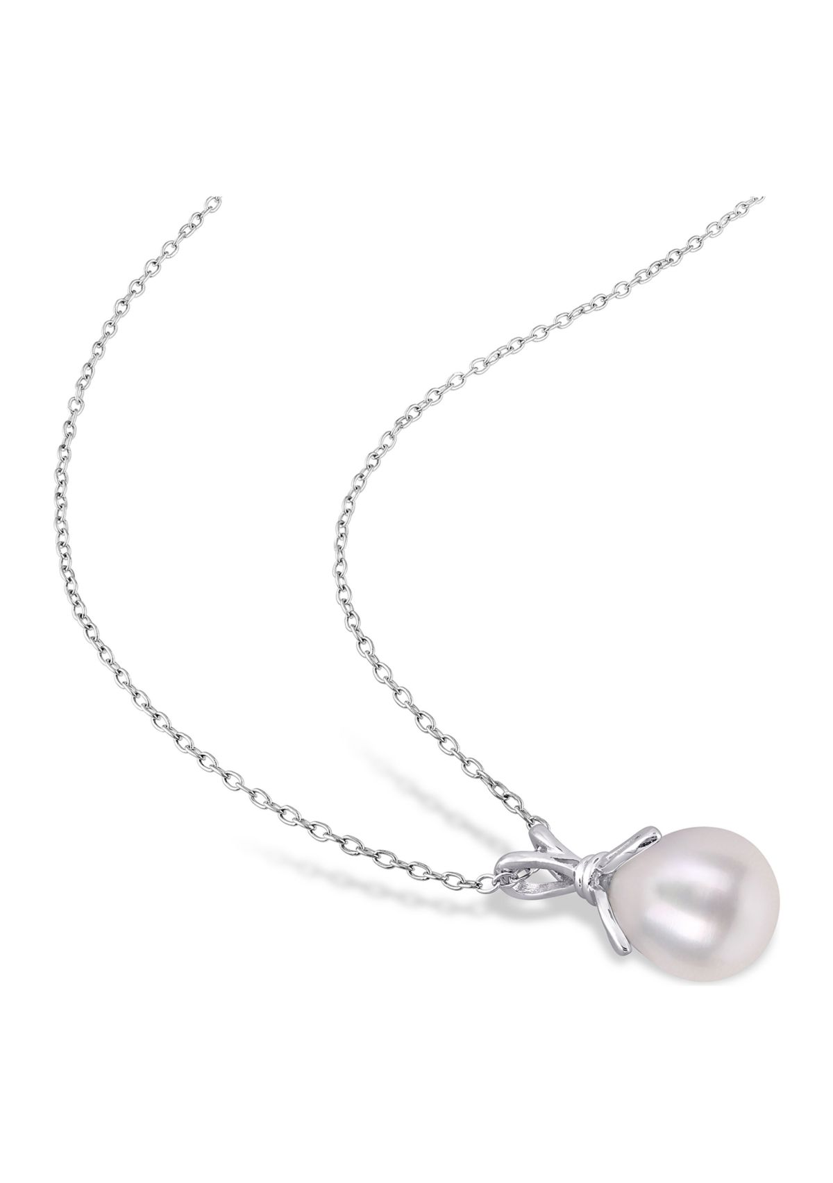 8.5-9mm Freshwater Cultured Pearl Drop Pendant with Chain in Sterling Silver