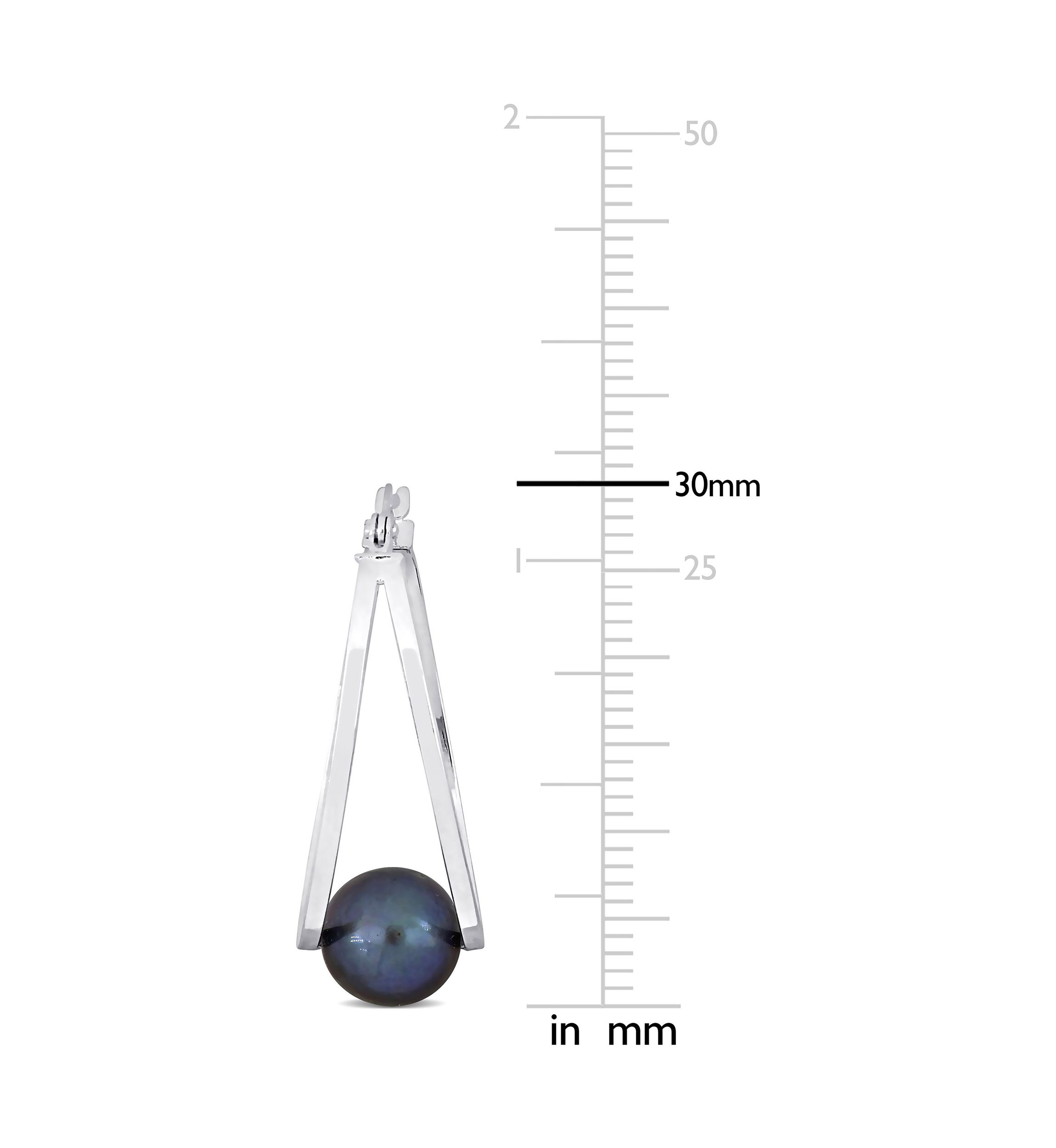 8 - 8.5 mm Freshwater Cultured Black Pearl Earrings in Sterling Silver