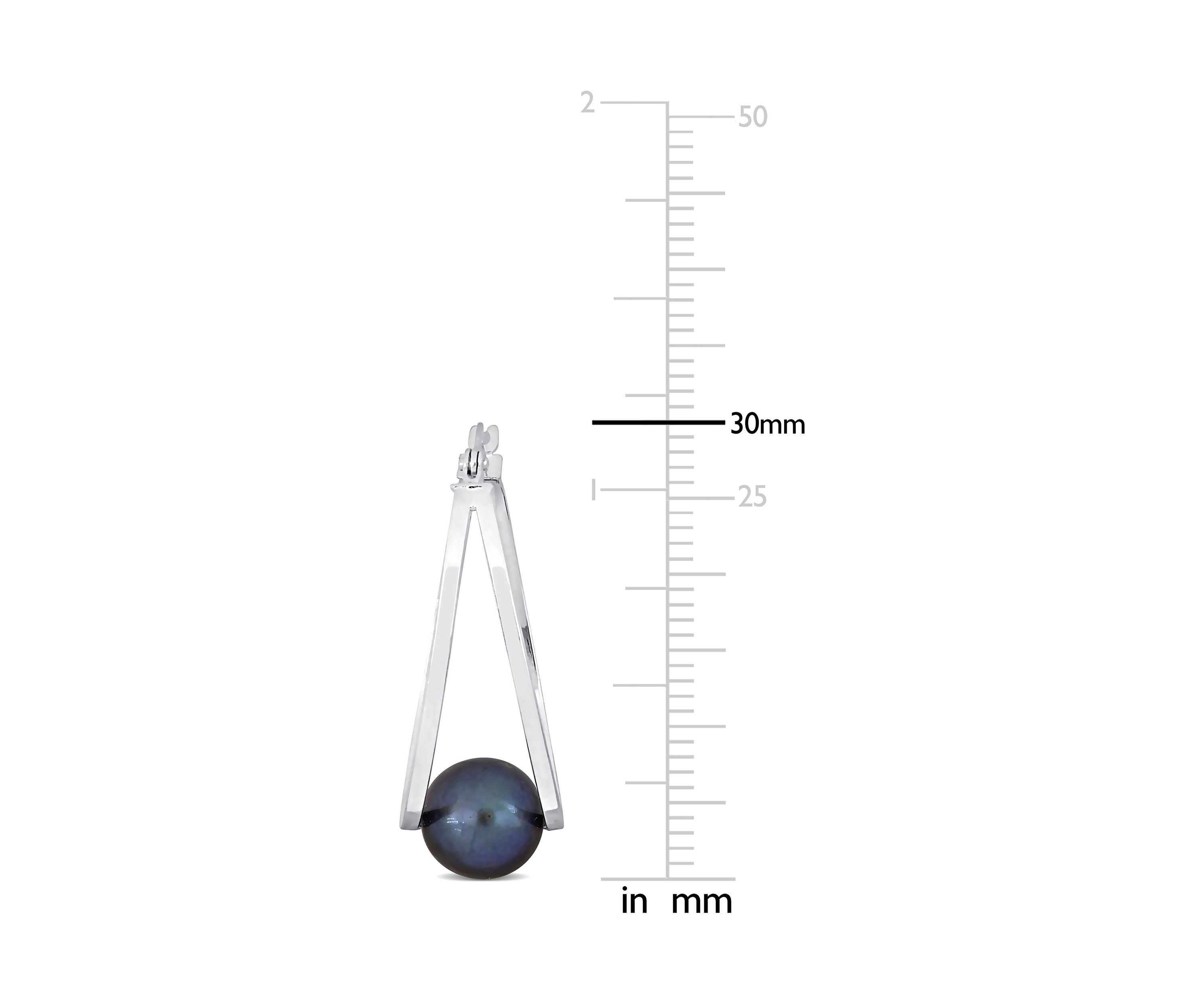 8 - 8.5 mm Freshwater Cultured Black Pearl Earrings in Sterling Silver