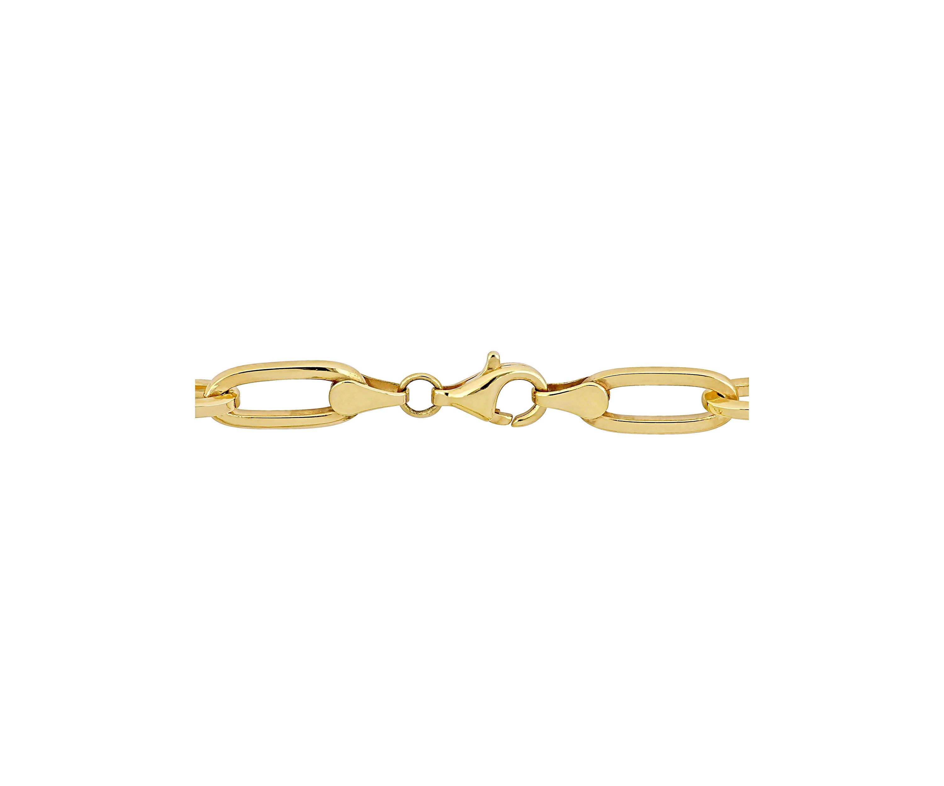 13-14mm Freshwater Cultured Pearl 5.3mm Paperclip Link Bracelet in 18k Yellow Gold Plated Sterling Silver