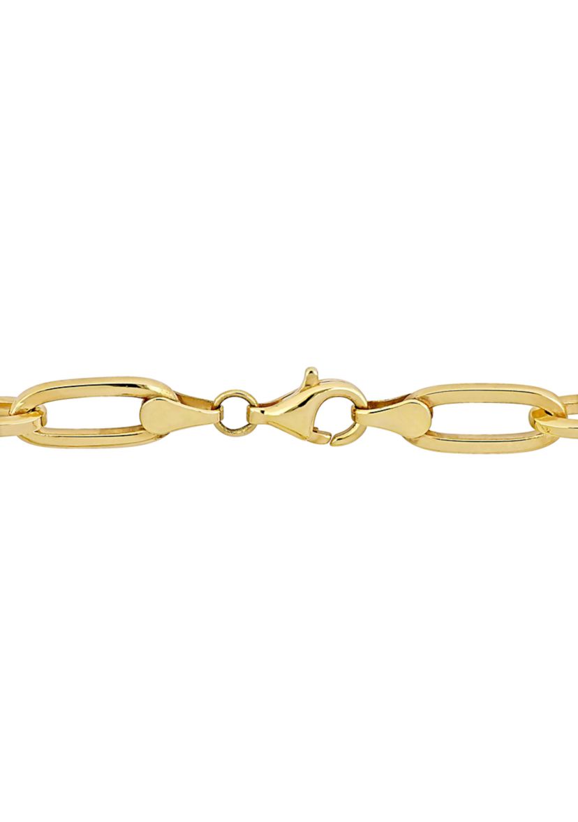 13-14mm Freshwater Cultured Pearl 5.3mm Paperclip Link Bracelet in 18k Yellow Gold Plated Sterling Silver