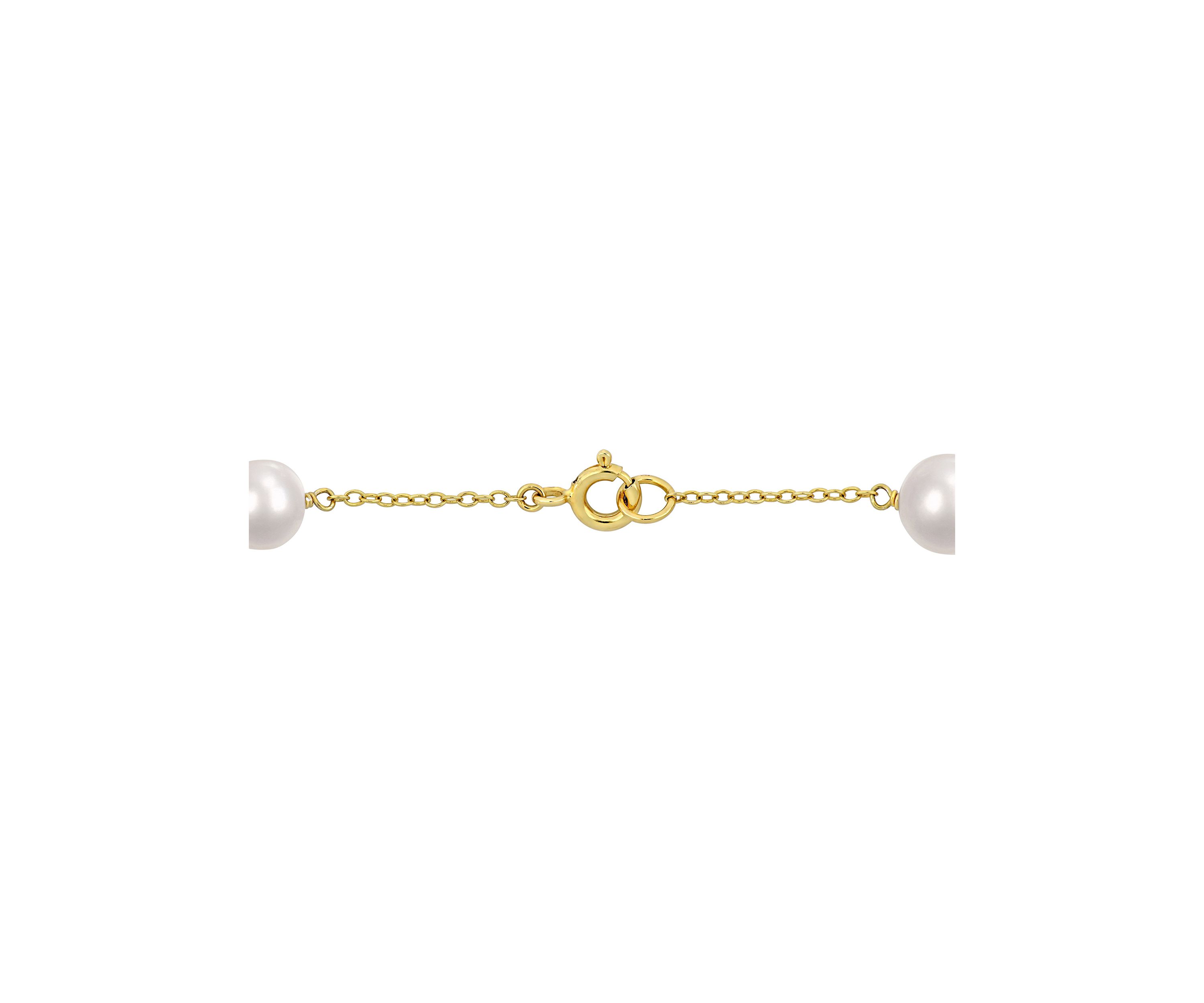 6.5-8.5 MM Cultured Freshwater Pearl Station Bracelet in Yellow Plated Sterling Silver