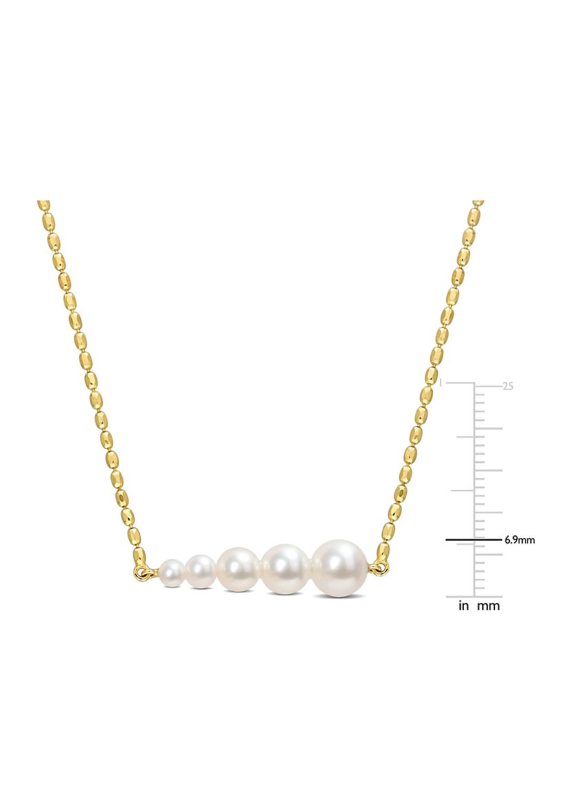 Freshwater Cultured Pearl Graduated Bar necklace in 18k Yellow Gold Plated Sterling Silver