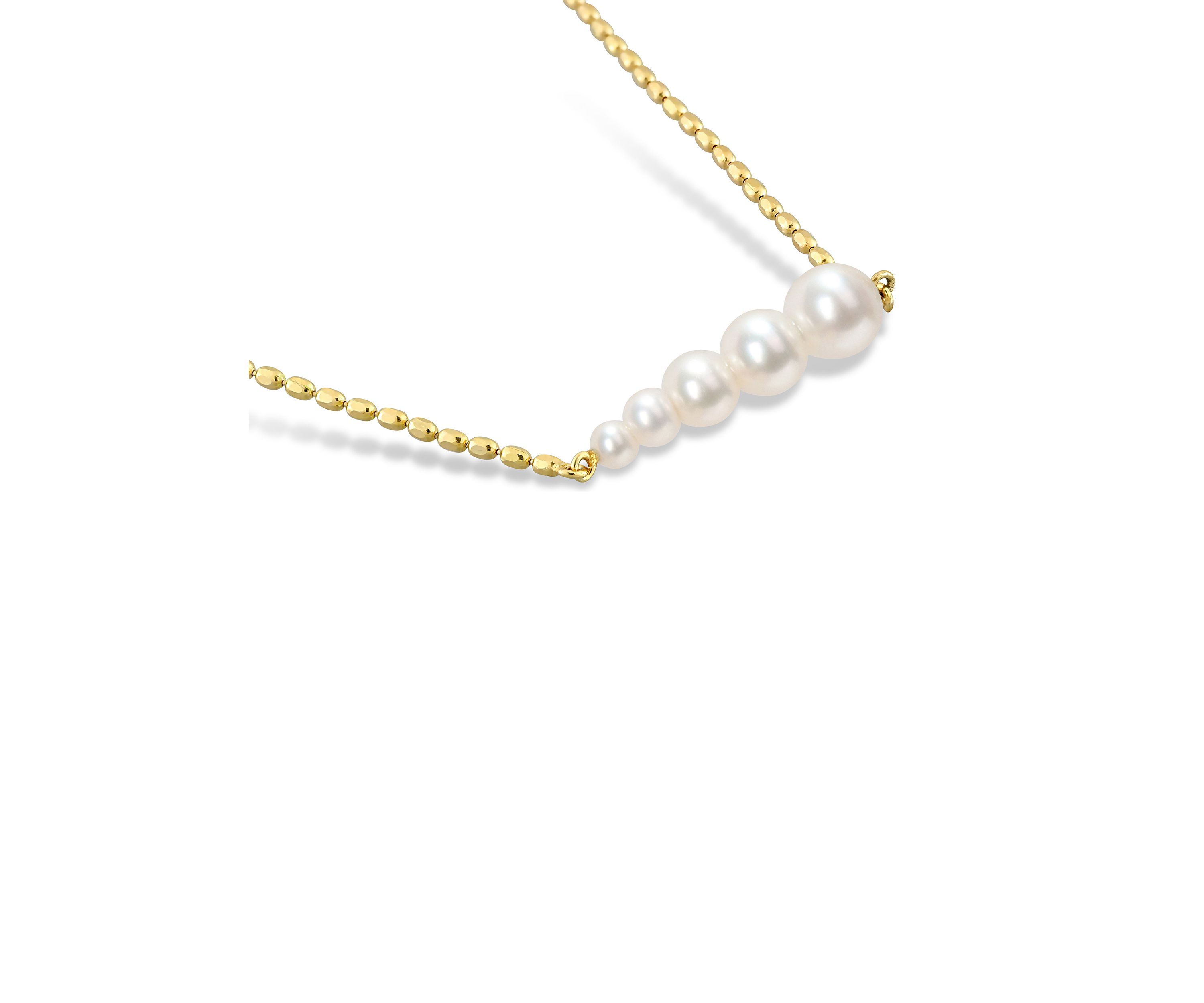 Freshwater Cultured Pearl Graduated Bar necklace in 18k Yellow Gold Plated Sterling Silver