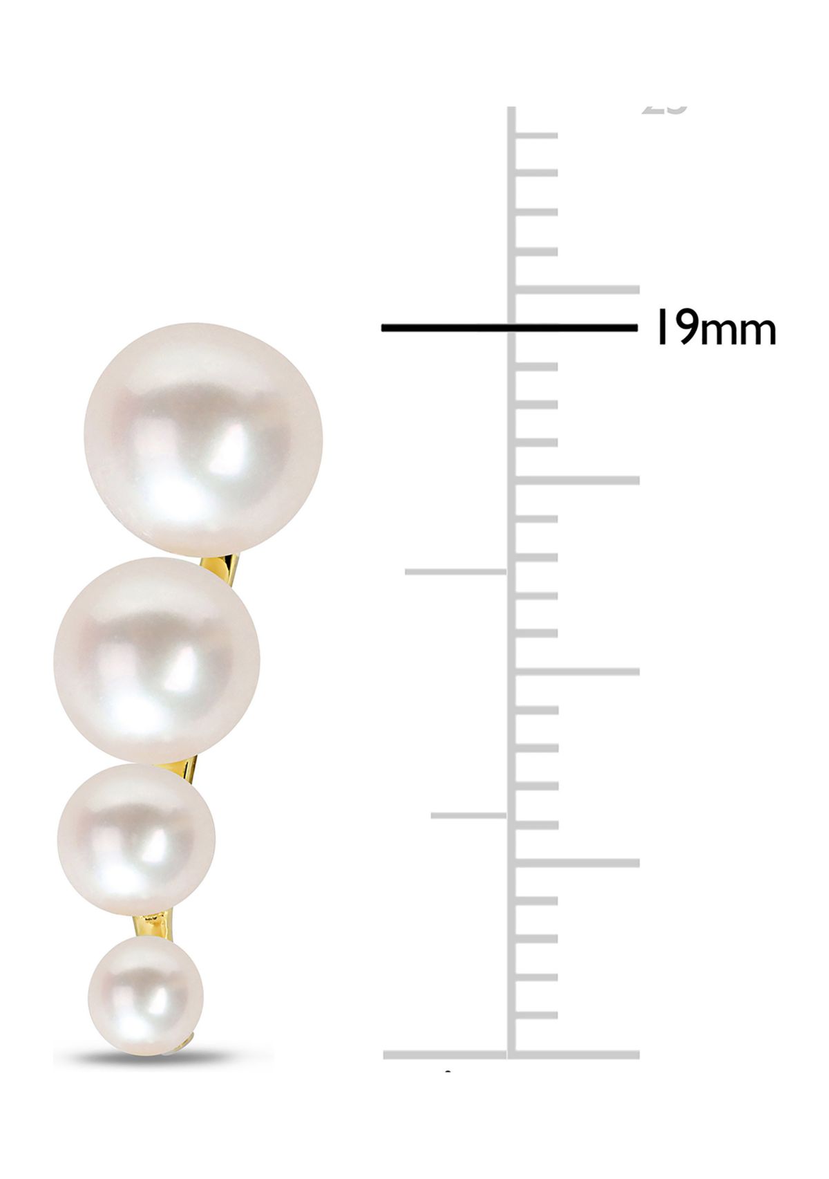 Freshwater Cultured Pearl Graduated Stud Earrings in Yellow Plated Sterling Silver