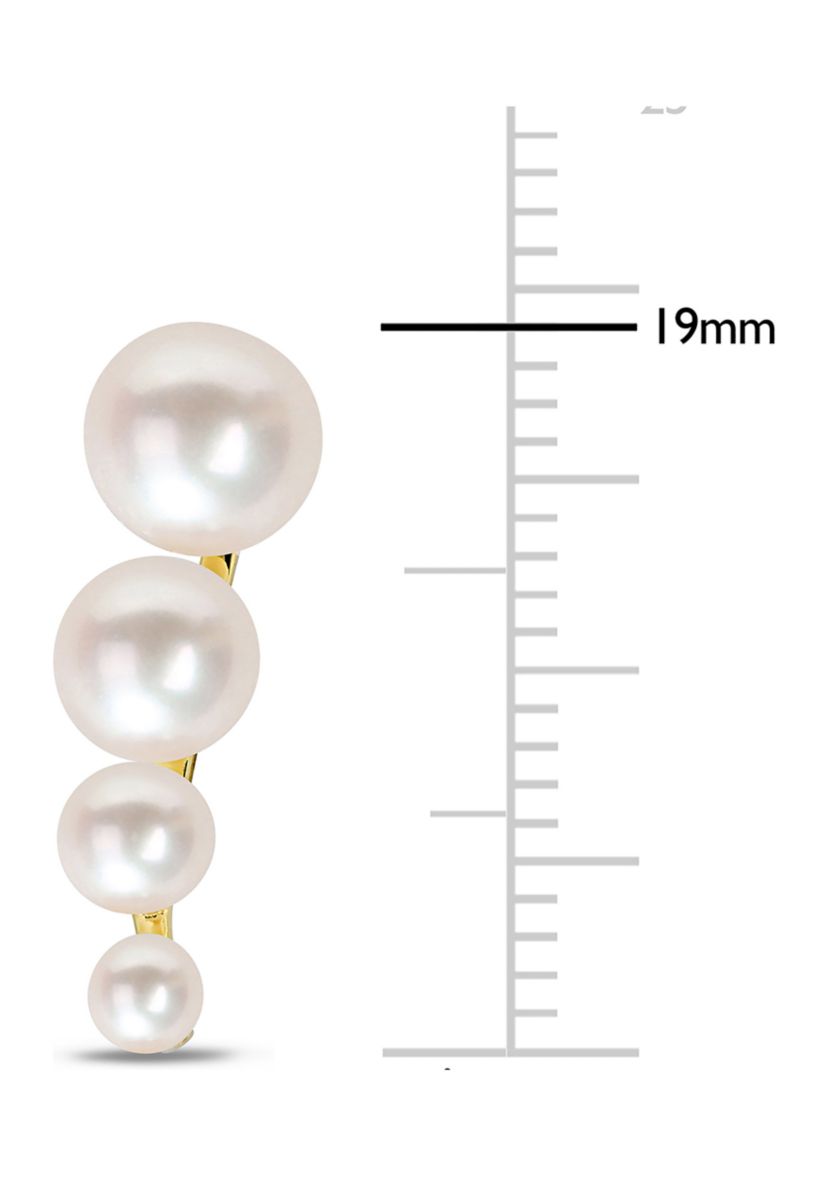 Freshwater Cultured Pearl Graduated Stud Earrings in Yellow Plated Sterling Silver
