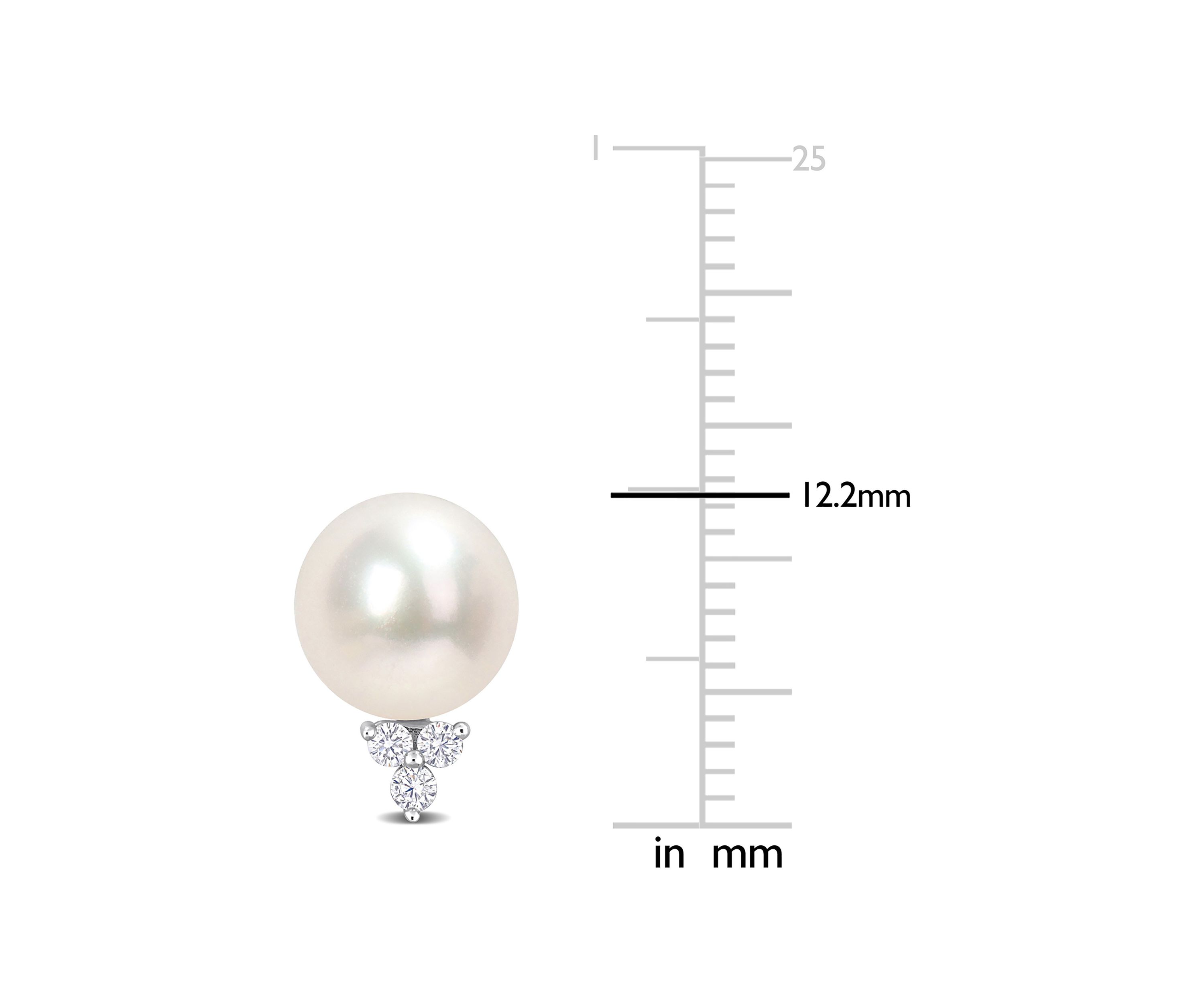 8-8.5mm Freshwater Cultured Pearl and 1/8 CT TW Diamond Pearl Stud Earrings in Sterling Silver