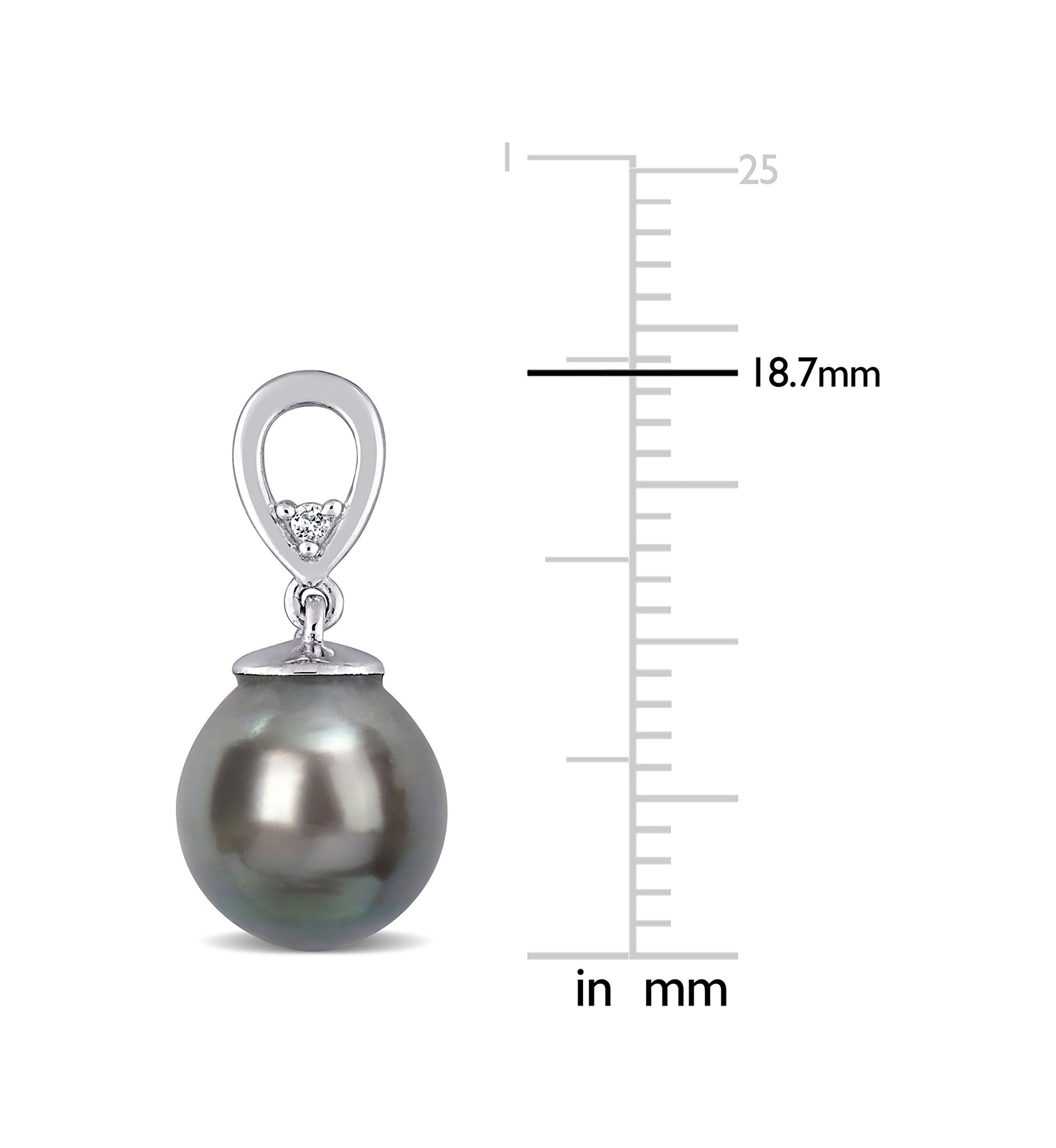 8-9mm Black Tahitian Cultured Pearl and White Topaz Drop Earrings in Sterling Silver