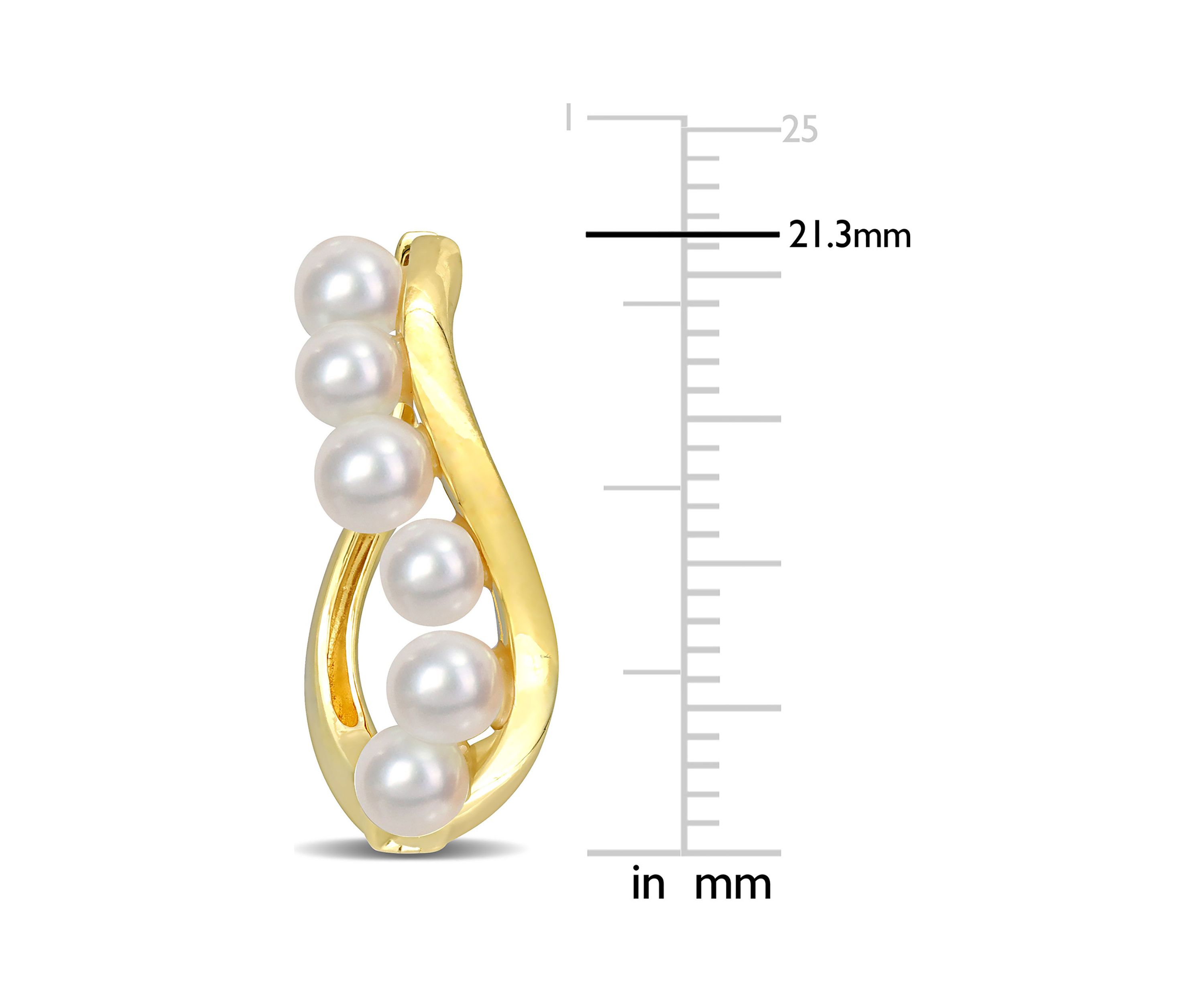3.5-4mm Freshwater Cultured Pearl Hoop Earrings in Yellow Plated Sterling Silver